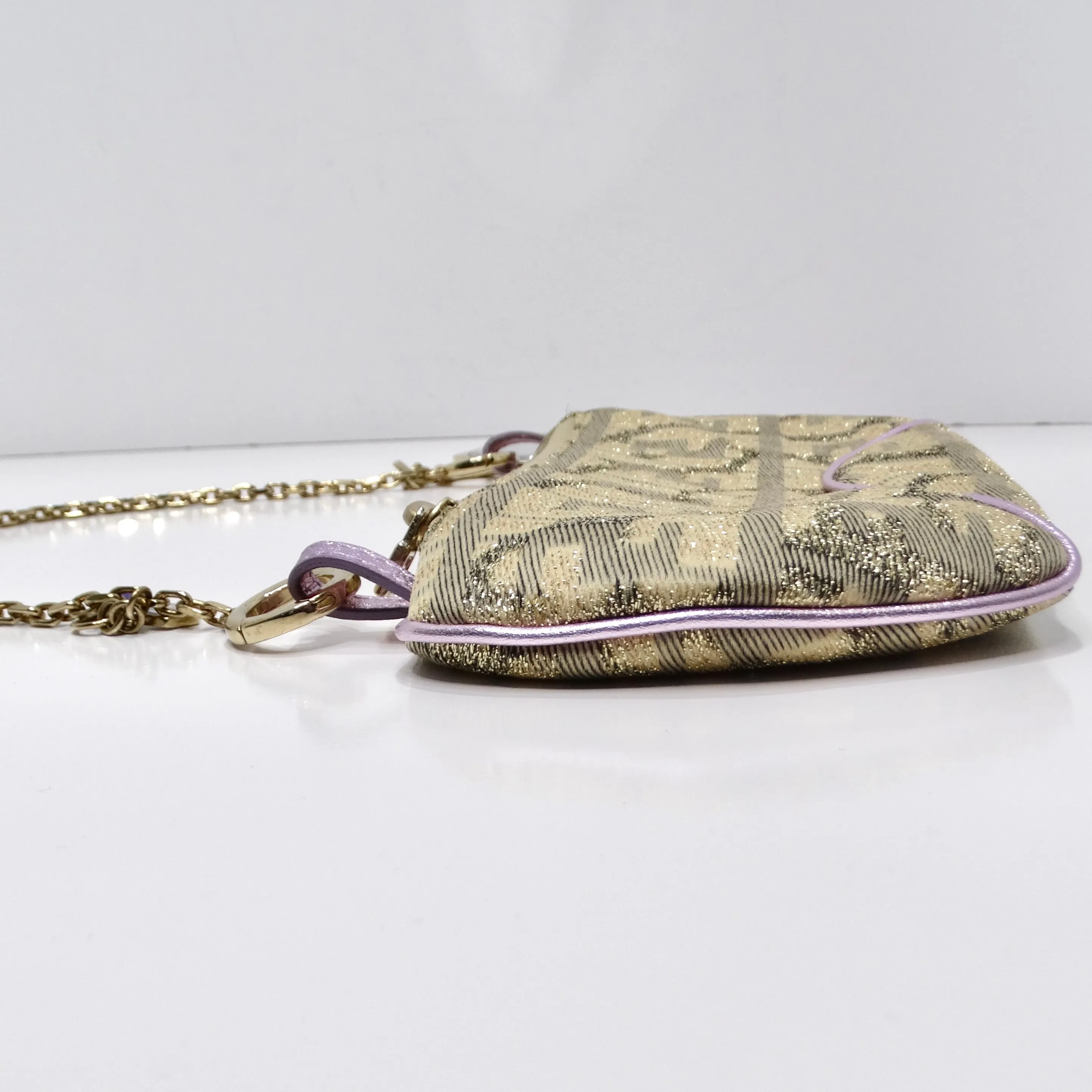 Fendi 2002 Gold Lilac Zucca Monogram Micro Handbag