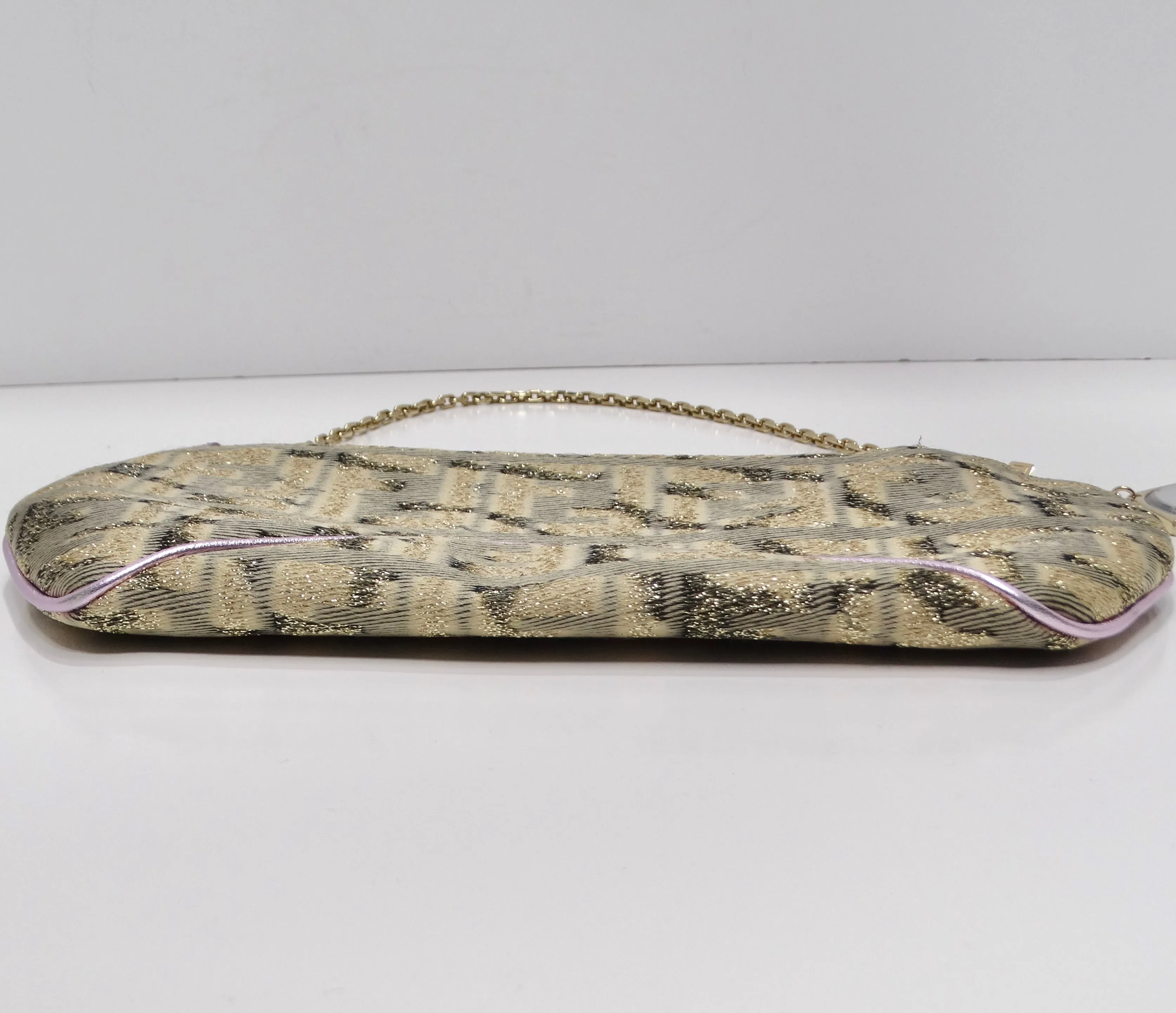 Fendi 2002 Gold Lilac Zucca Monogram Micro Handbag