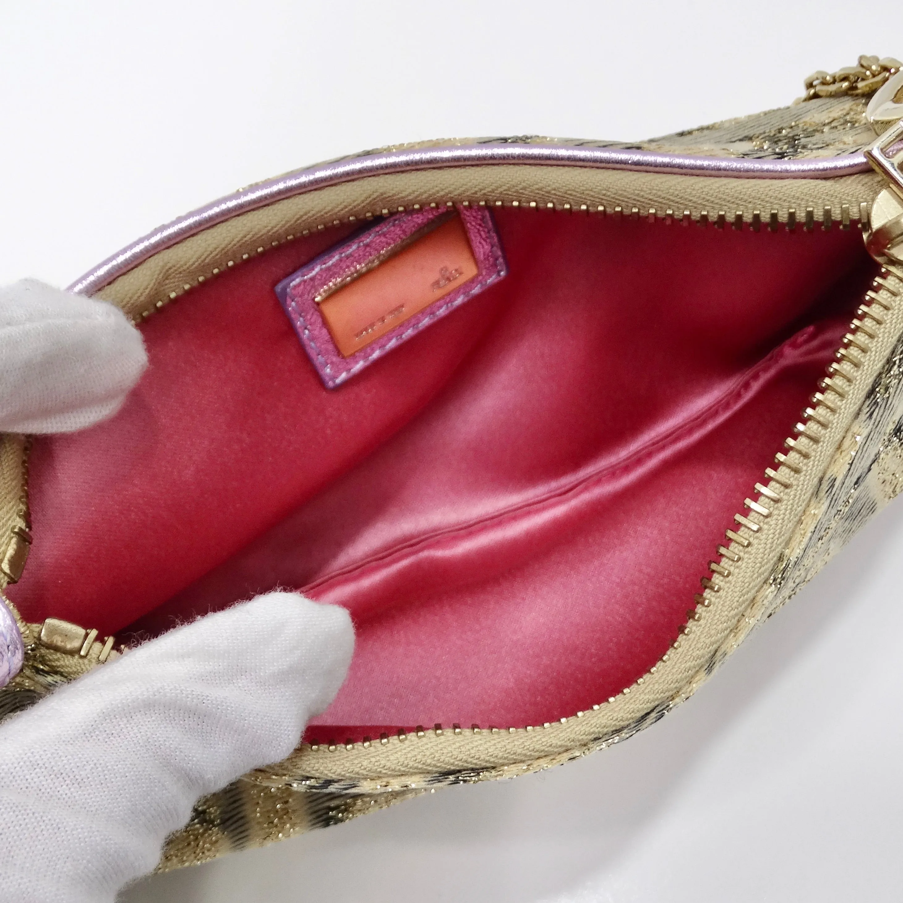 Fendi 2002 Gold Lilac Zucca Monogram Micro Handbag