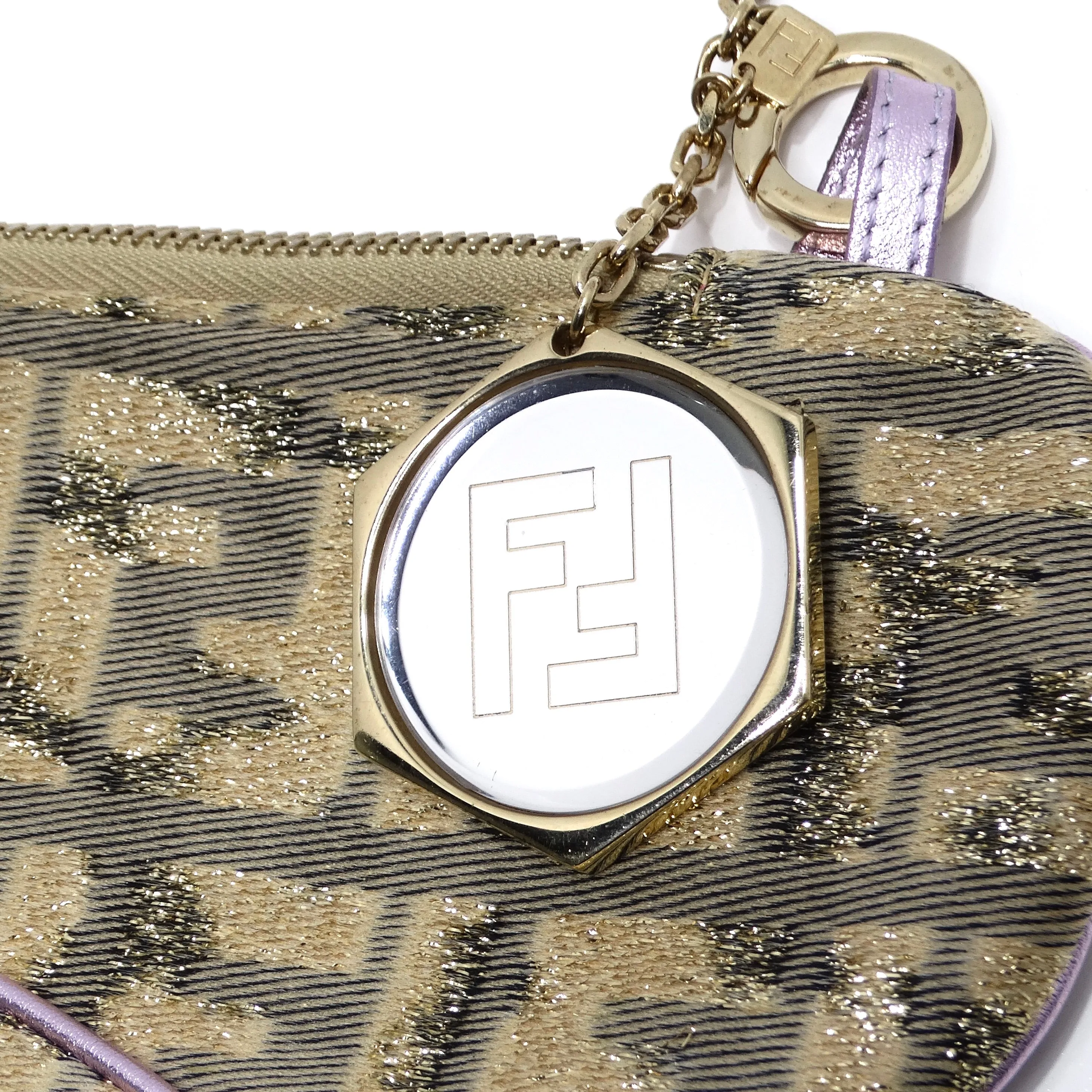 Fendi 2002 Gold Lilac Zucca Monogram Micro Handbag