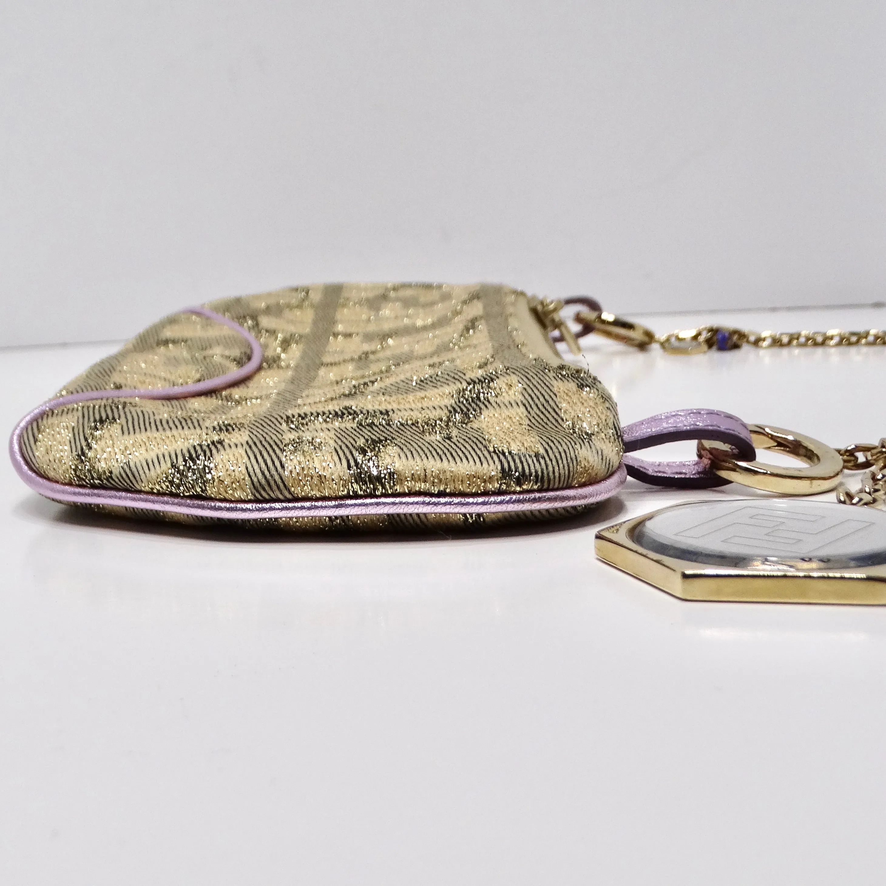 Fendi 2002 Gold Lilac Zucca Monogram Micro Handbag