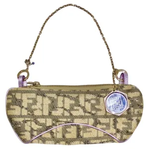 Fendi 2002 Gold Lilac Zucca Monogram Micro Handbag