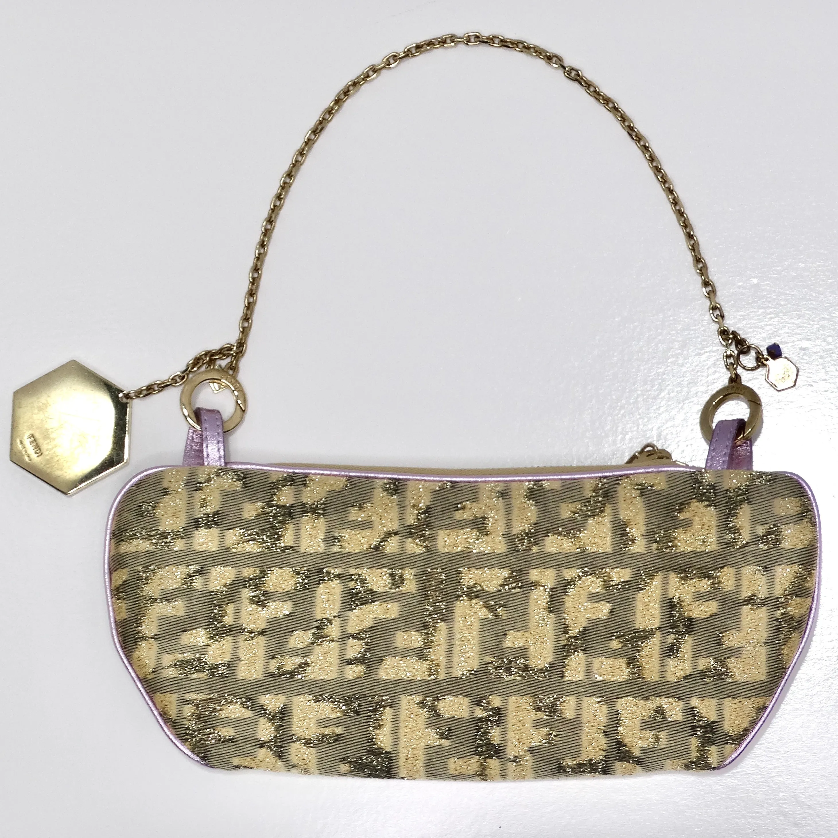 Fendi 2002 Gold Lilac Zucca Monogram Micro Handbag