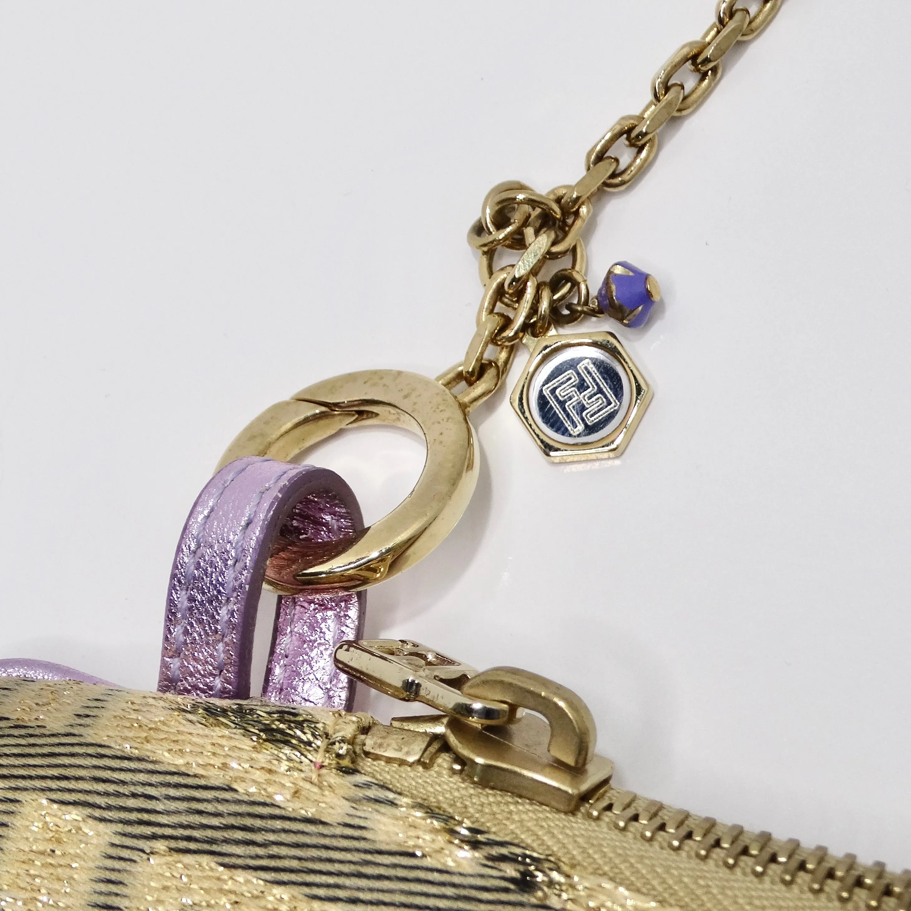 Fendi 2002 Gold Lilac Zucca Monogram Micro Handbag