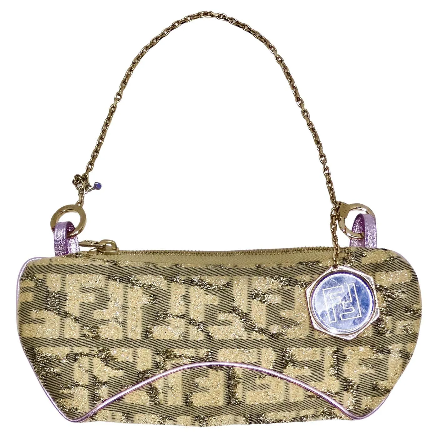 Fendi 2002 Gold Lilac Zucca Monogram Micro Handbag