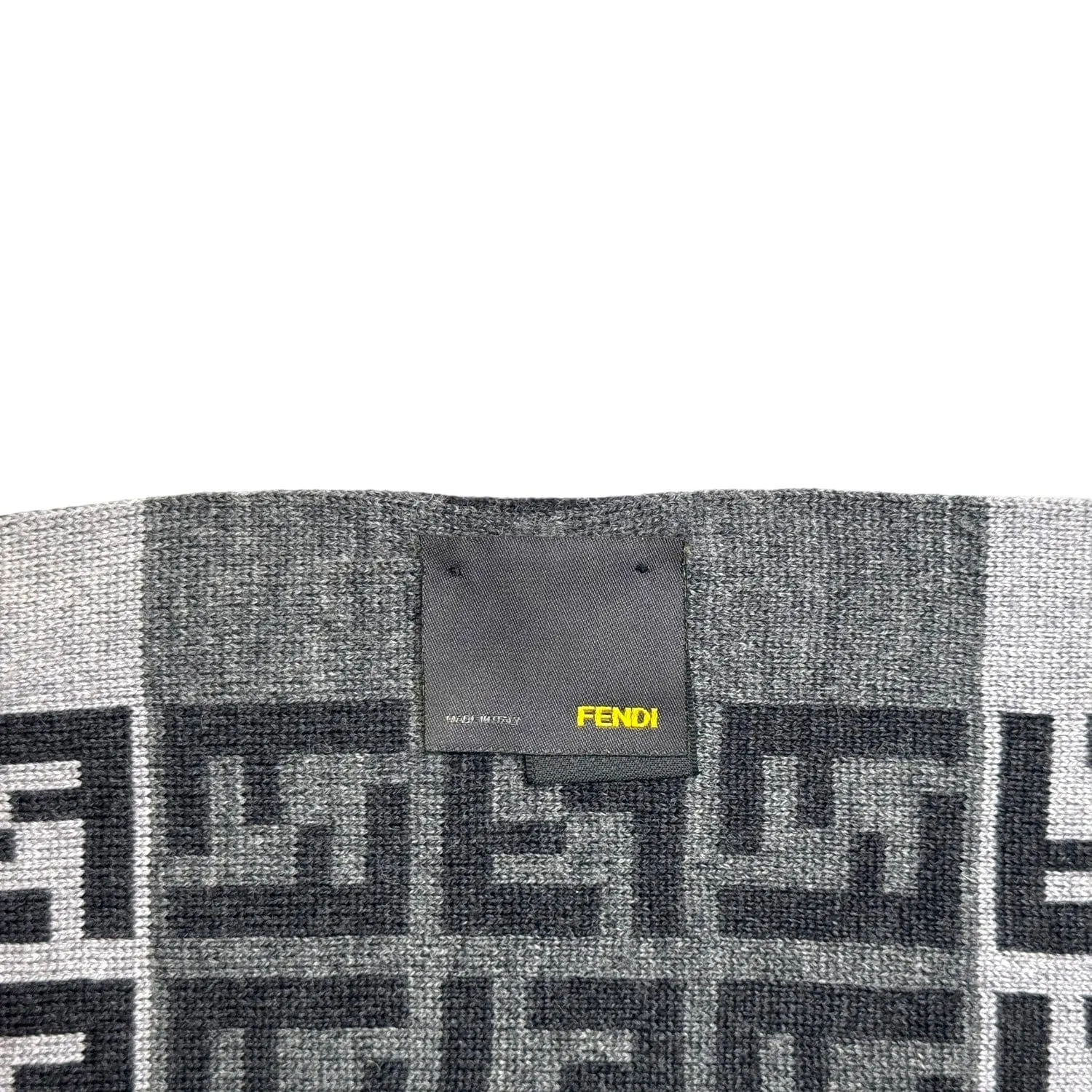 FENDI Unisex Wool FF Logo Scarf - Black & Grey