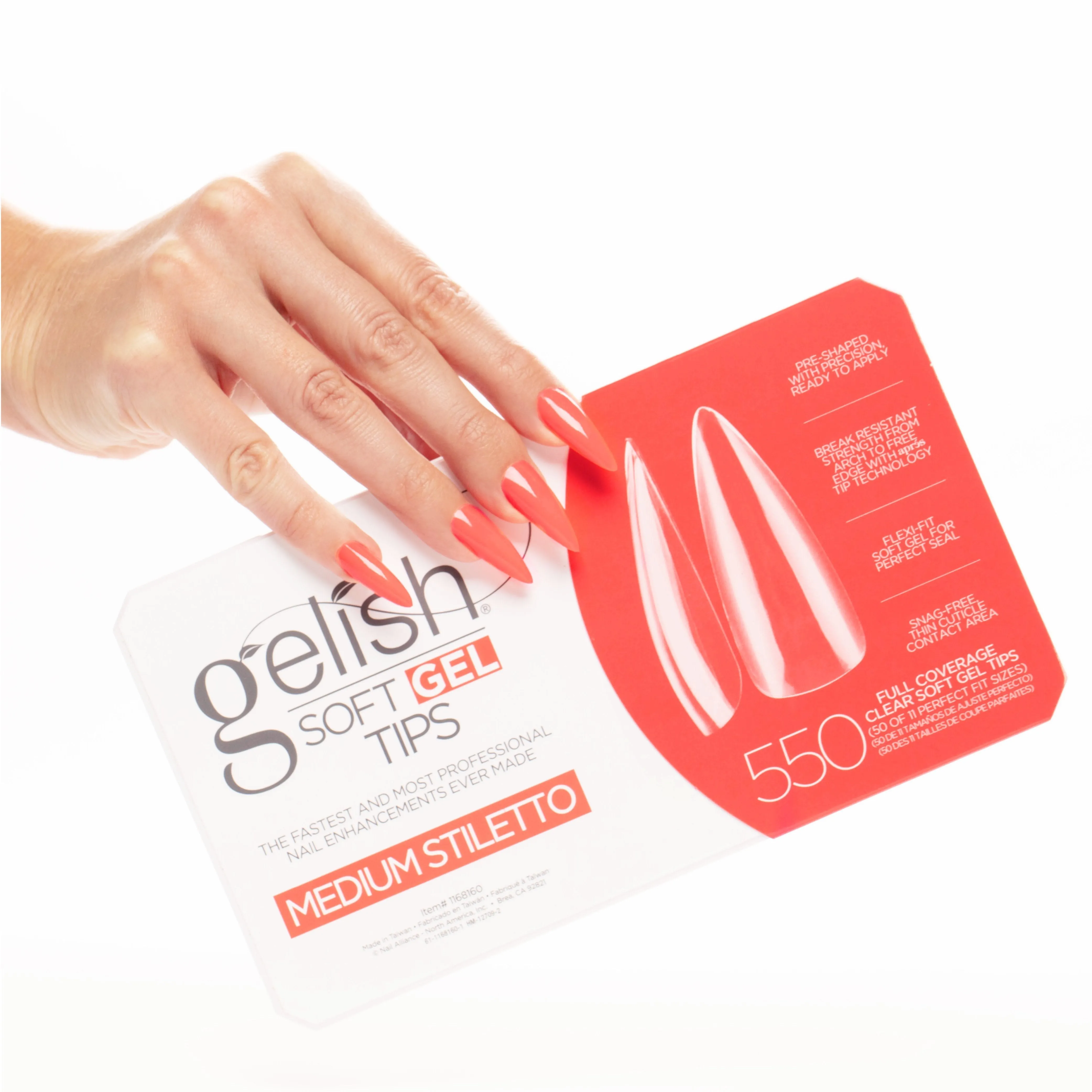 Gelish - Full Cover Soft Gel Tips - Medium Stiletto 550pc