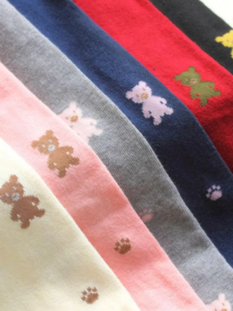 Girls Teddy Bear Tights - Black