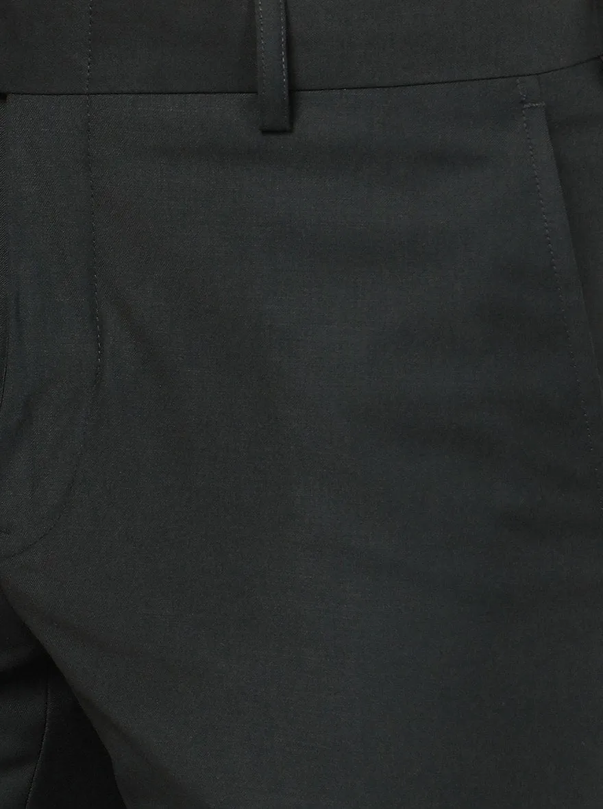 Green Solid Slim Fit Formal Trouser | Metal