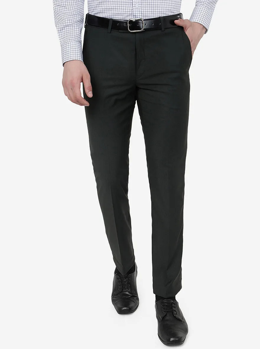 Green Solid Slim Fit Formal Trouser | Metal