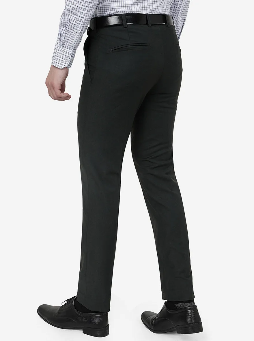 Green Solid Slim Fit Formal Trouser | Metal