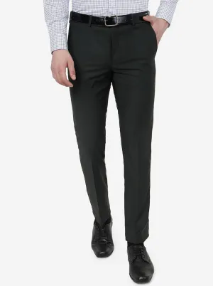 Green Solid Slim Fit Formal Trouser | Metal