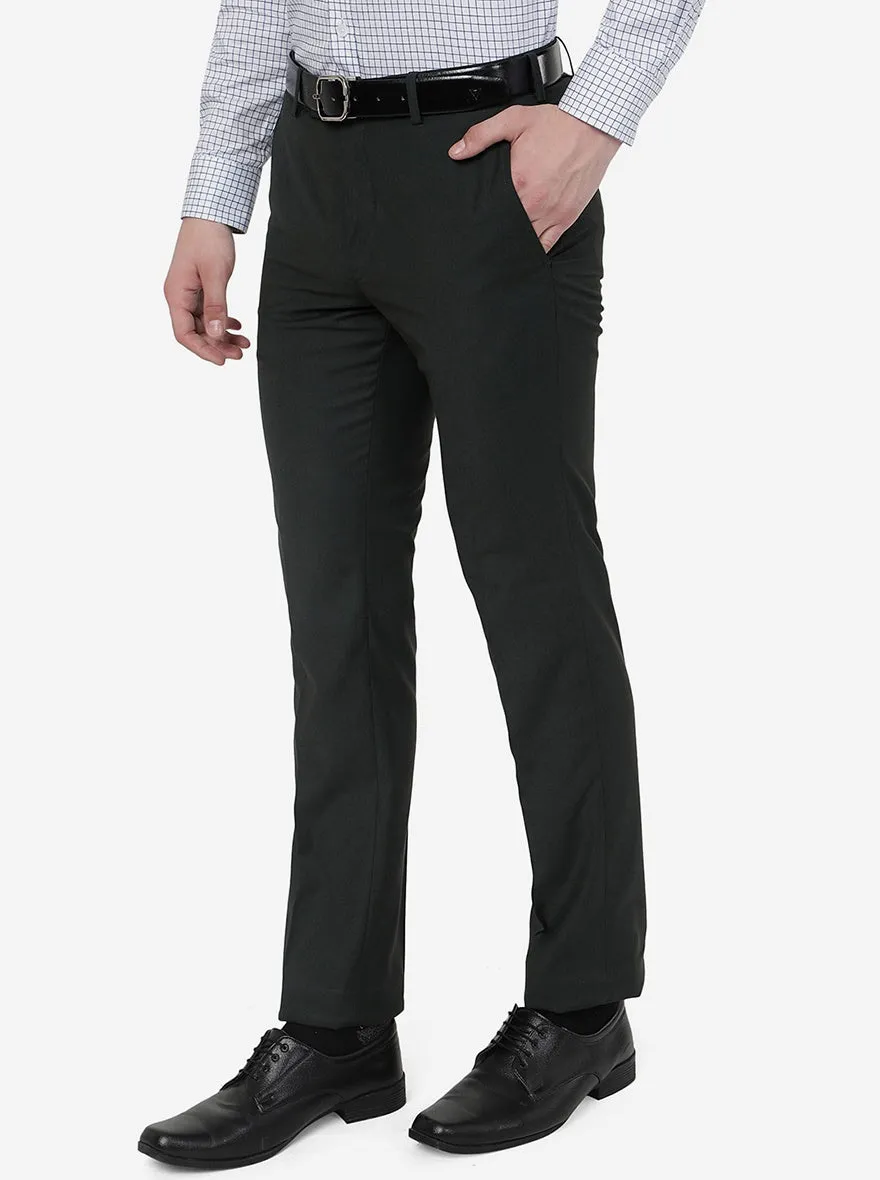 Green Solid Slim Fit Formal Trouser | Metal