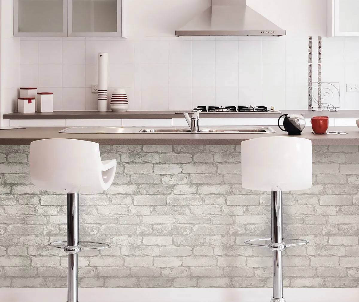 Grey and White Brick Peel & Stick Paper