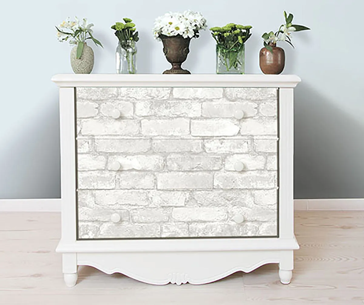 Grey and White Brick Peel & Stick Paper
