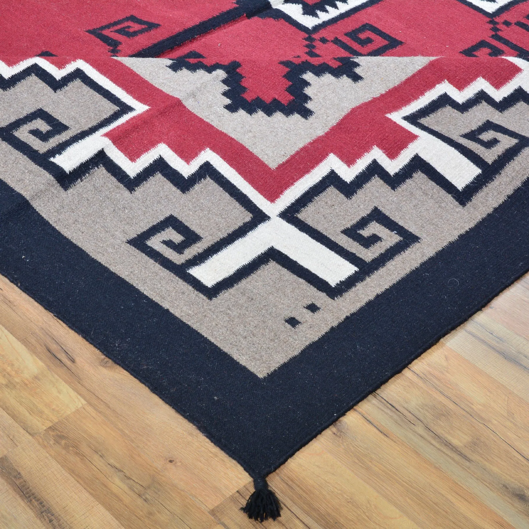Hand-Woven Flatweave Navajo Style Handmade Wool Rug (Size 9.0 X 12.0) Cwral-6867