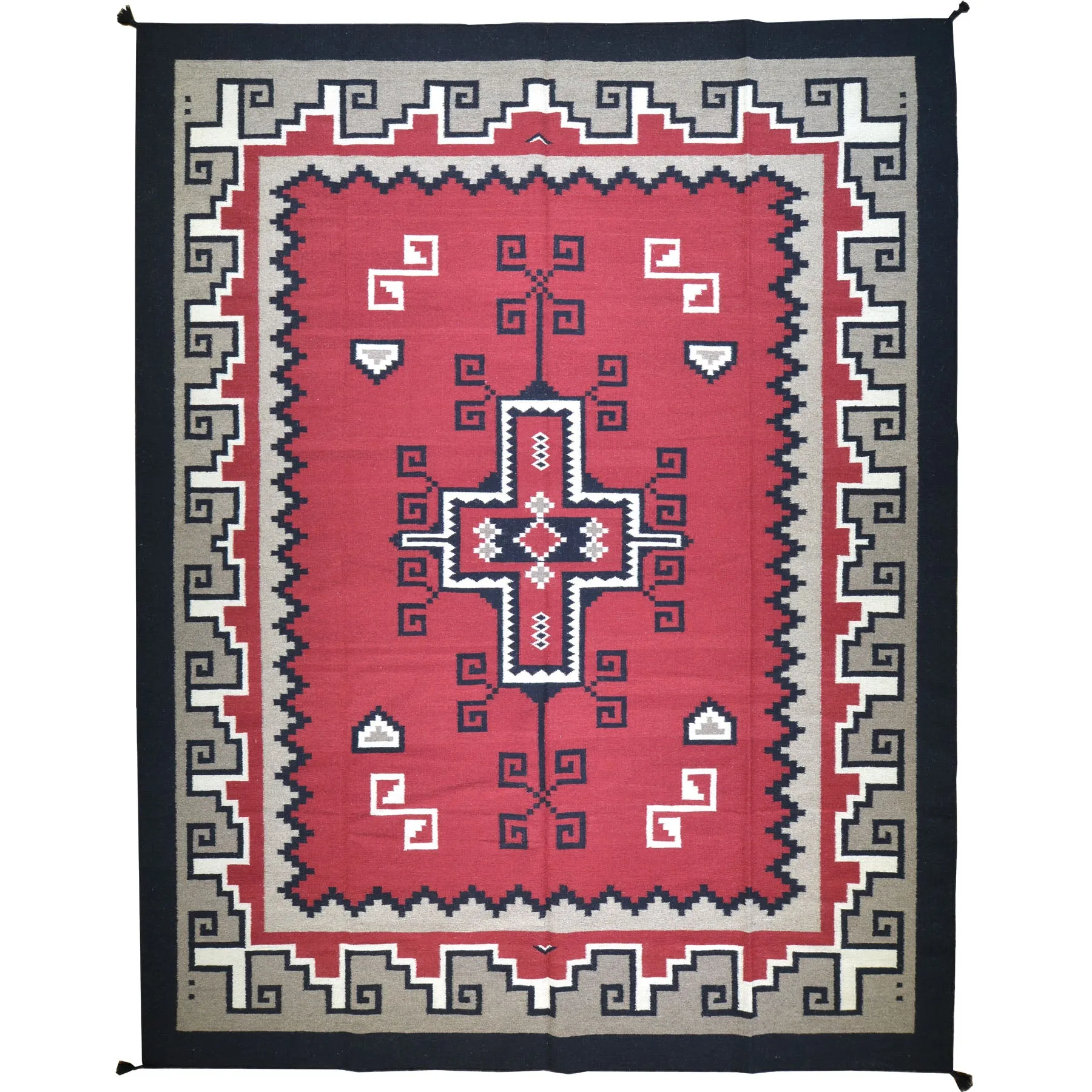 Hand-Woven Flatweave Navajo Style Handmade Wool Rug (Size 9.0 X 12.0) Cwral-6867