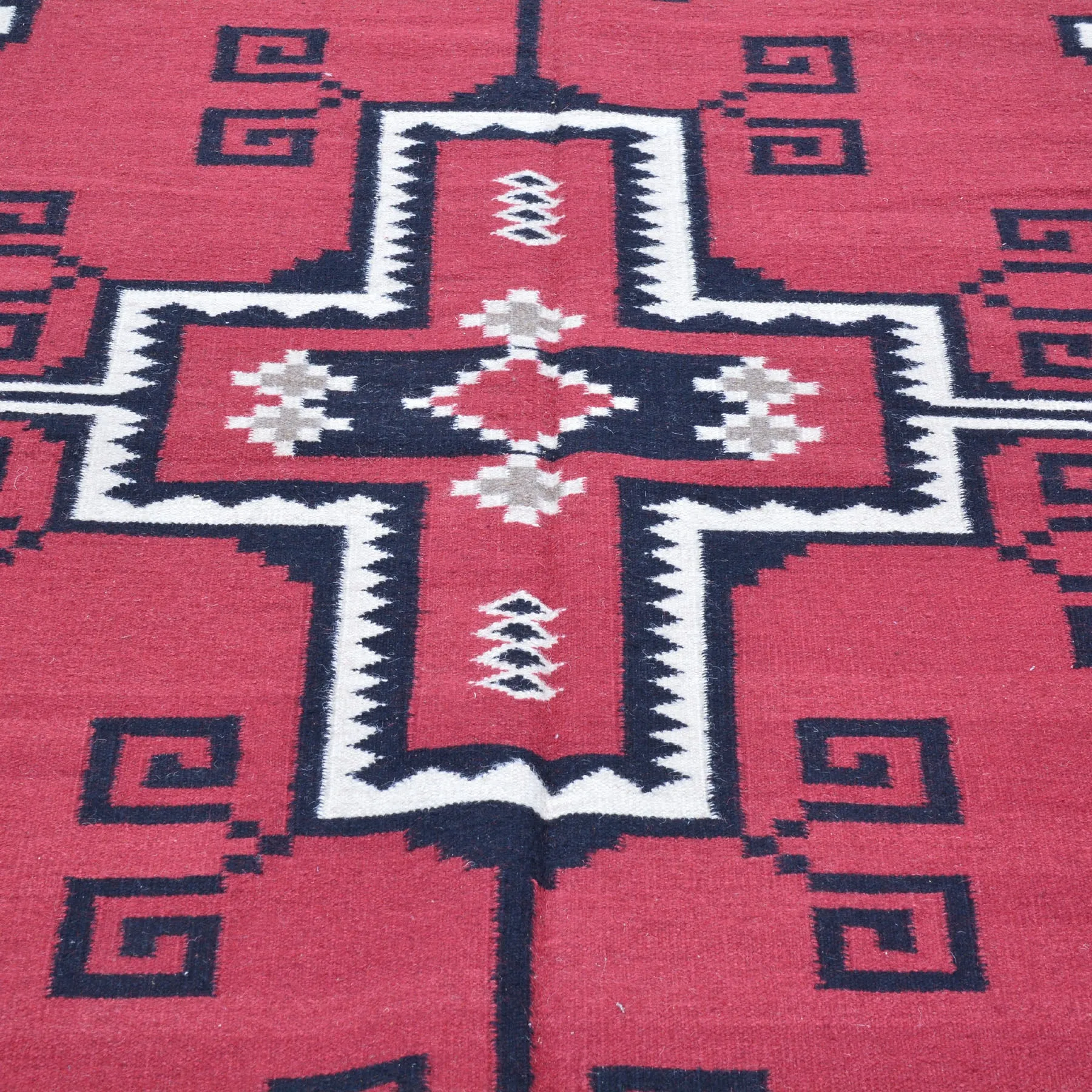 Hand-Woven Flatweave Navajo Style Handmade Wool Rug (Size 9.0 X 12.0) Cwral-6867
