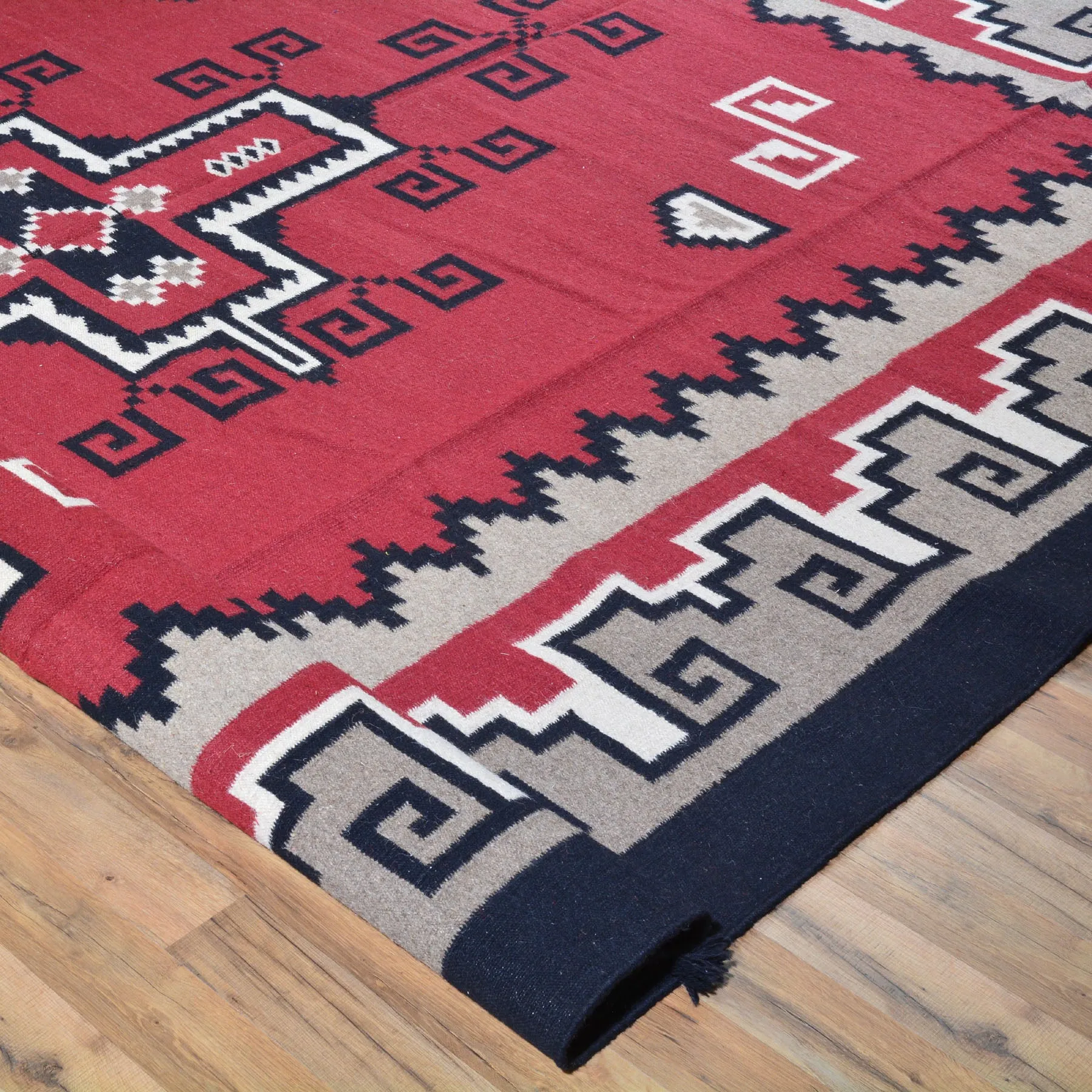 Hand-Woven Flatweave Navajo Style Handmade Wool Rug (Size 9.0 X 12.0) Cwral-6867