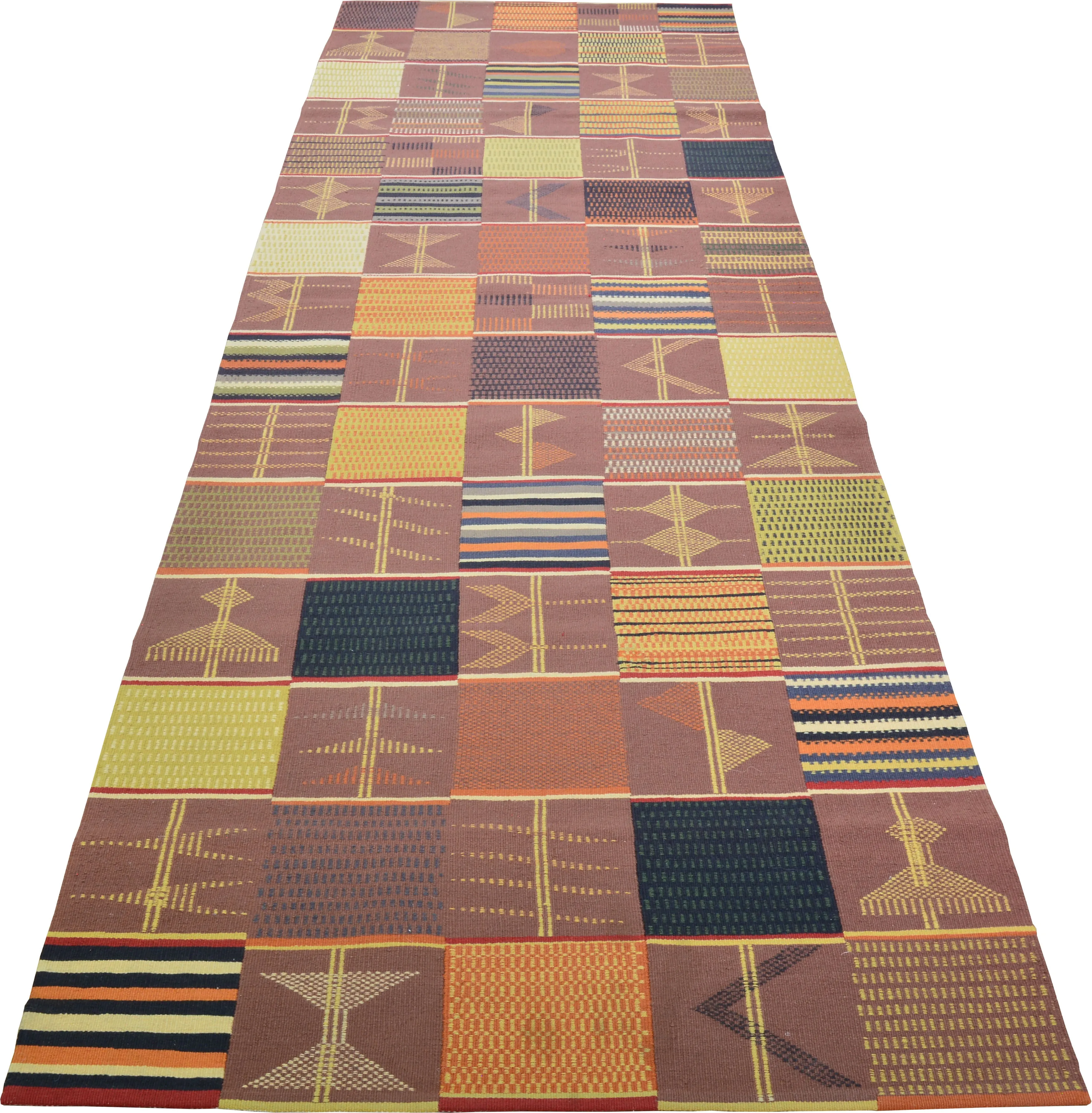 Hand-Woven Modern Contemporary Patchwork Oriental Kilim Rug (Size 3.1 X 9.9) Cwral-10251