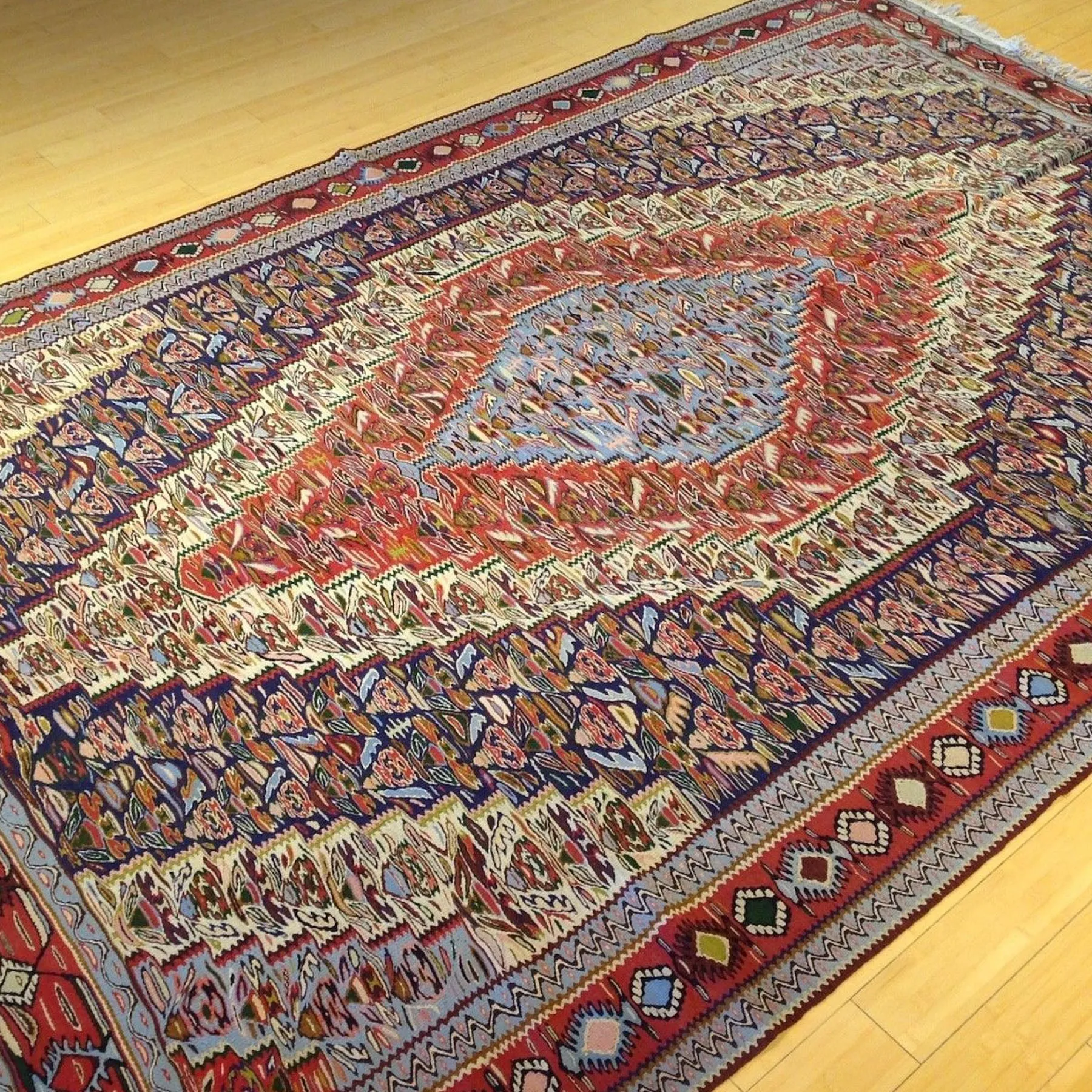 Hand-Woven Reversible Persian Sanna Kilim Flatweave Handmade Rug (Size 6.2 X 9.1) Brral-4035