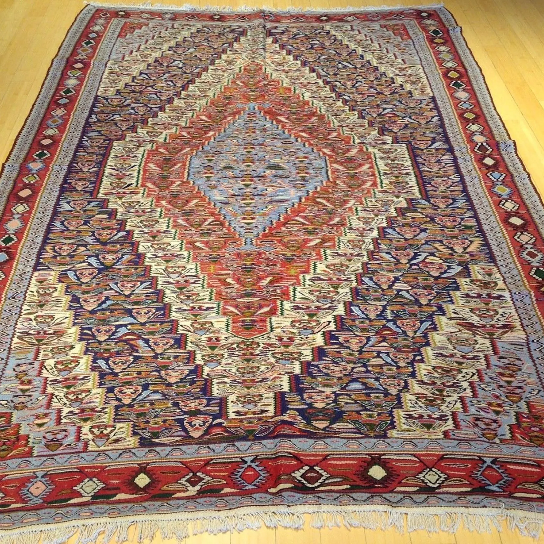 Hand-Woven Reversible Persian Sanna Kilim Flatweave Handmade Rug (Size 6.2 X 9.1) Brral-4035