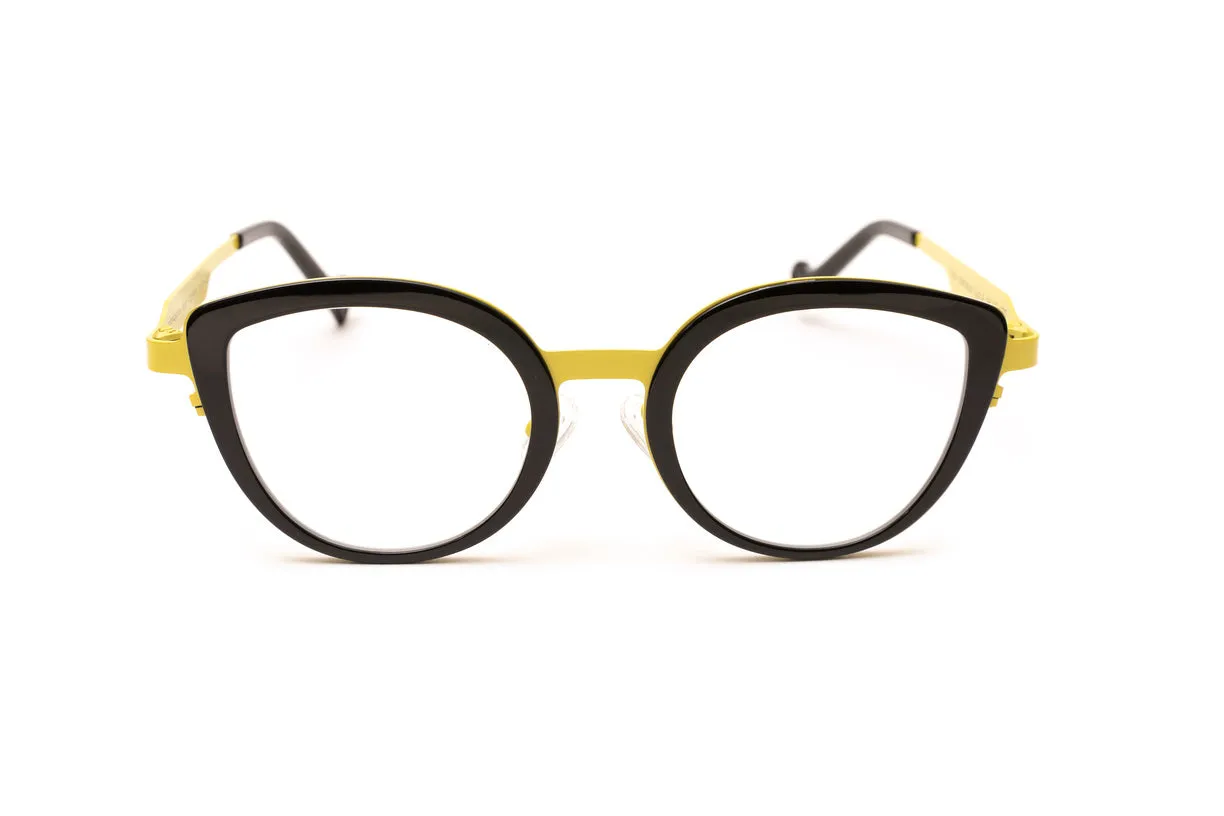 HARBOUR Black & Yellow Designer Cat Eye Reading Glasses, Blue Light Glasses