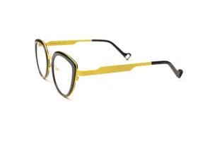 HARBOUR Black & Yellow Designer Cat Eye Reading Glasses, Blue Light Glasses