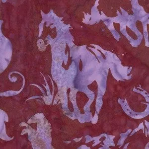 Hoffman Fabrics Pomegranate Red Purple Horse Batik Fabric N2907-381-Pomegranate