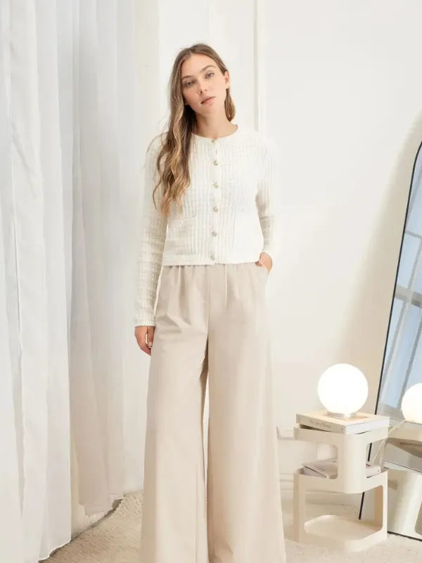 Ivory Textured Knit Cardigan