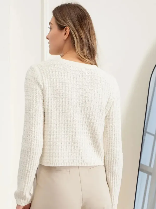 Ivory Textured Knit Cardigan