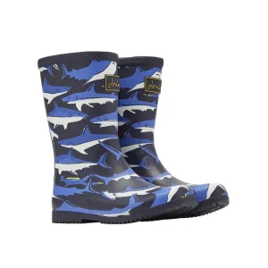 Joules Roll Up Rain Boots - Navy Sharks