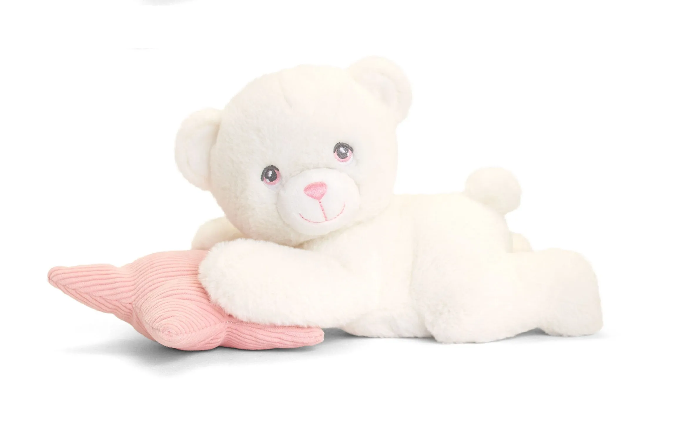 Keel Toys Keeleco Bear on Pillow Soft Toy Pink 25cm