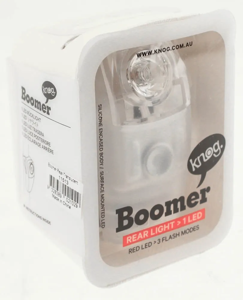 KNOG BOOMER 1 Red LED Bike Rear Light Translucent 7 Lumens 3 Mode 600m Vis NEW