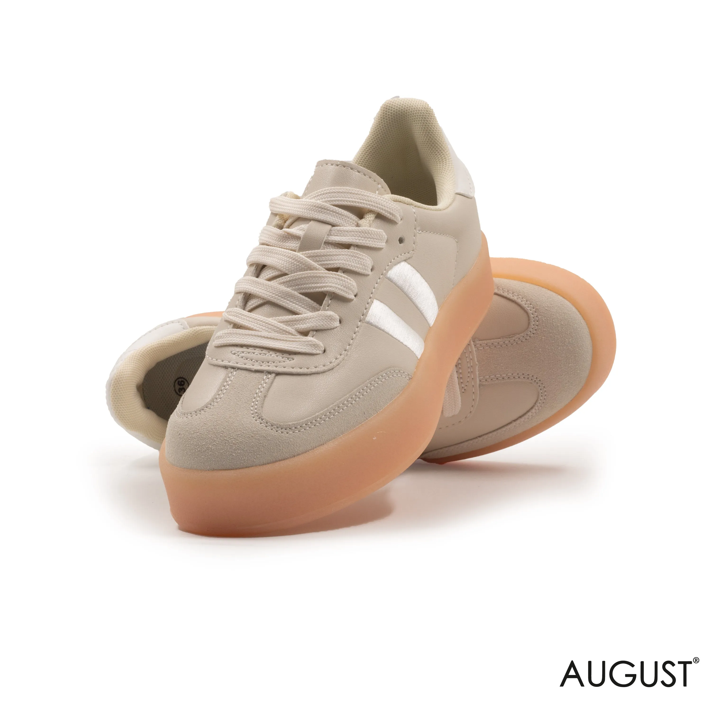 LEATHER SNEAKERSSPORTY STRIPE RUBBER SOLE