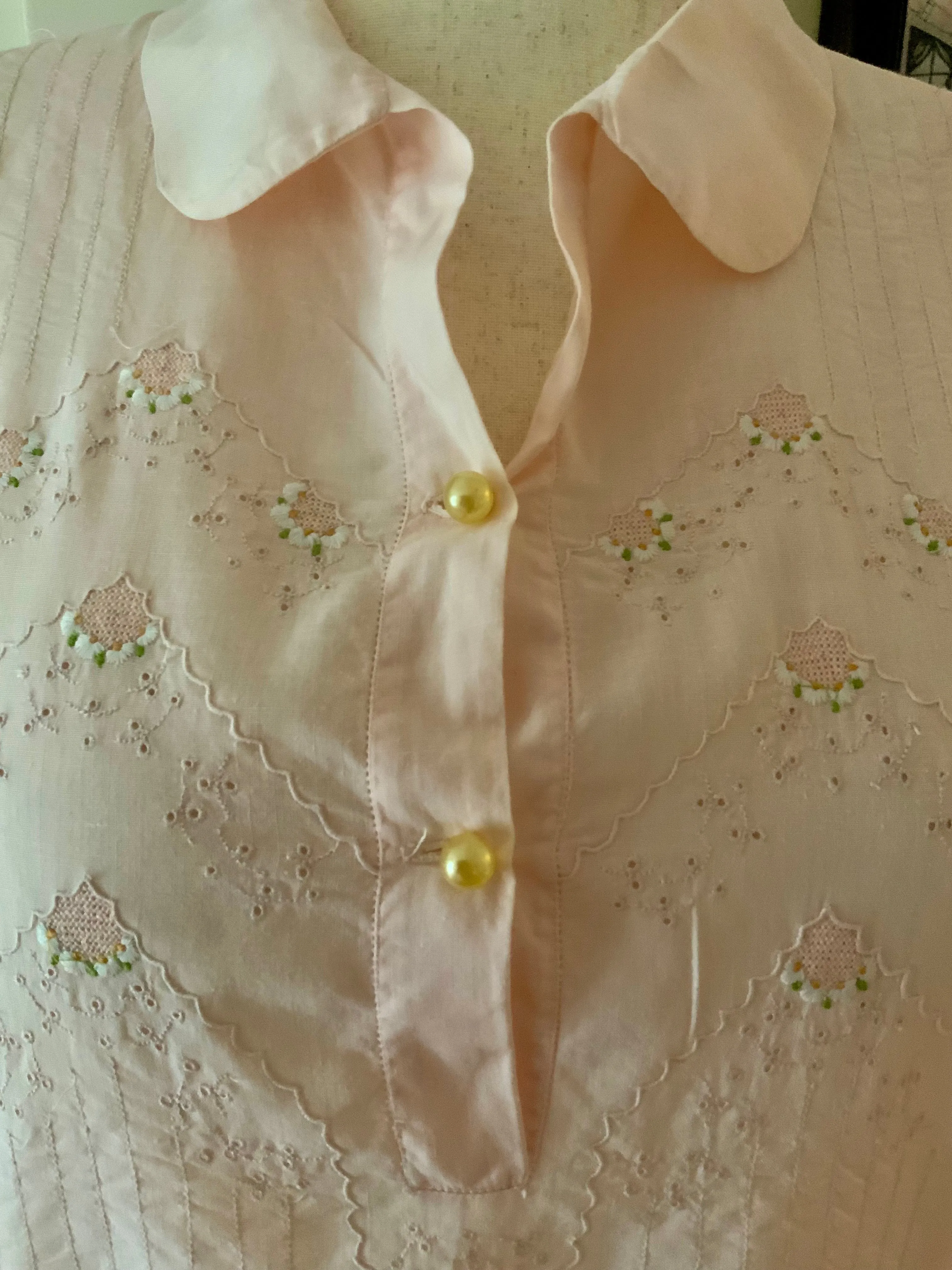 Long Sleeve Cotton Nightgown - 60s - 60E