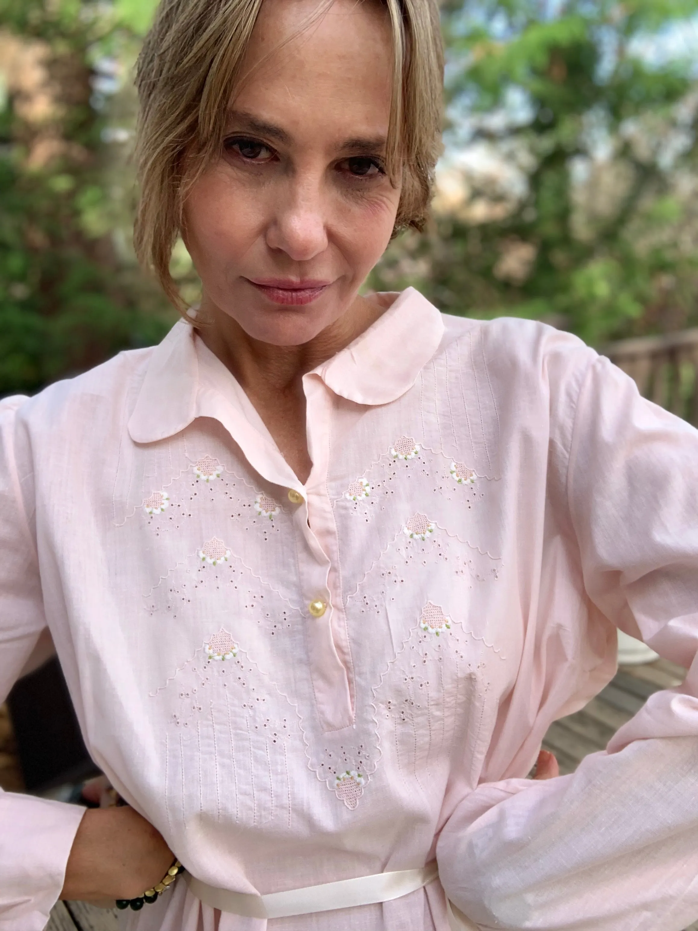 Long Sleeve Cotton Nightgown - 60s - 60E