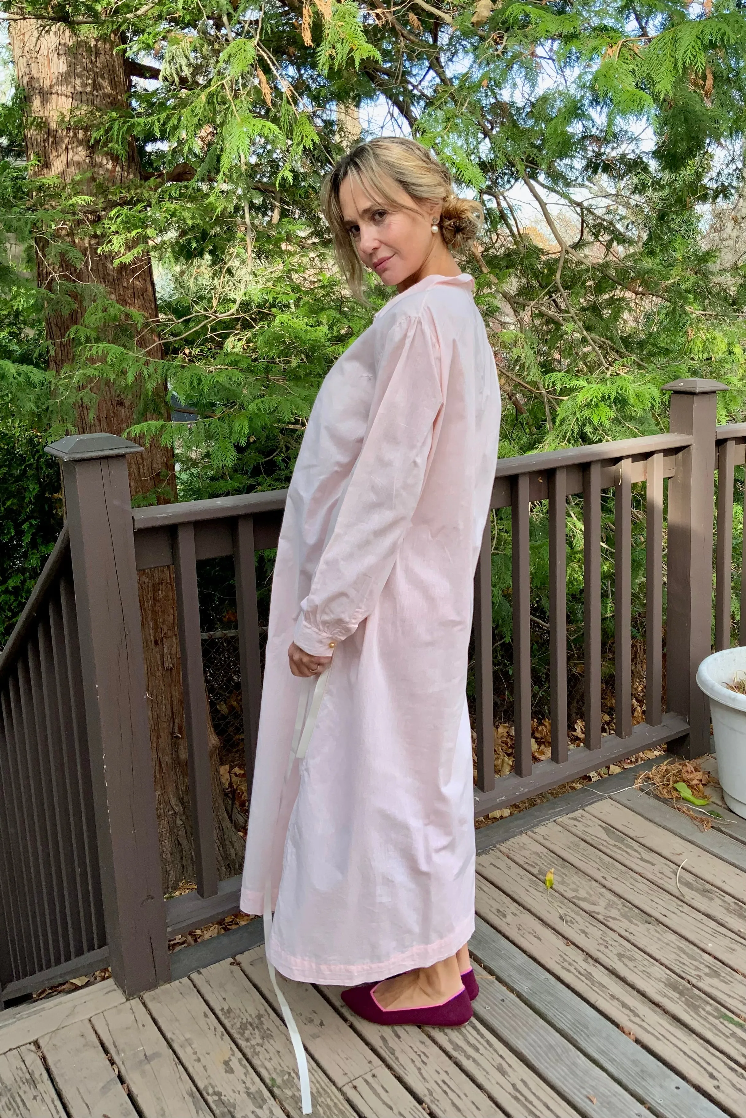 Long Sleeve Cotton Nightgown - 60s - 60E