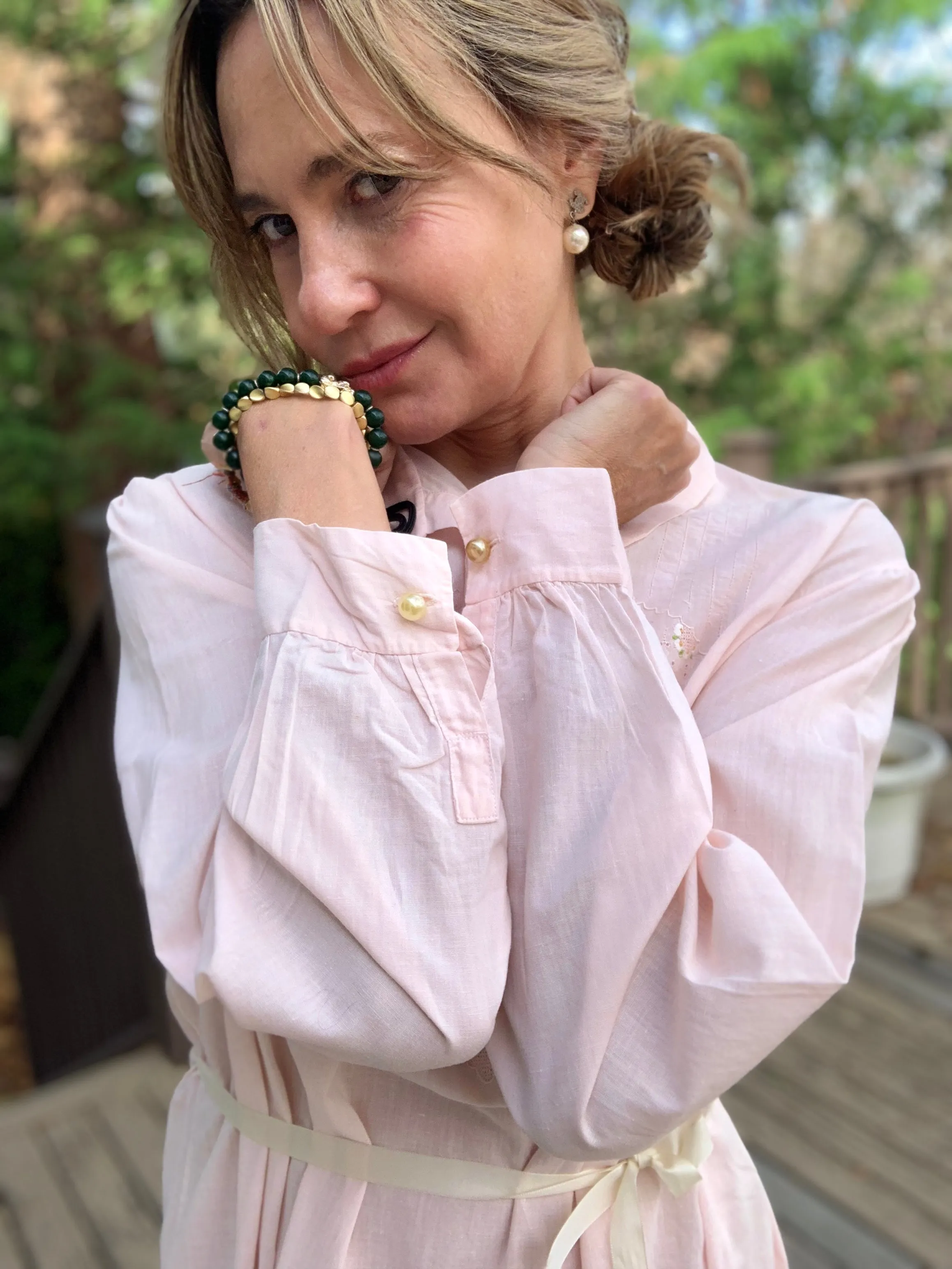 Long Sleeve Cotton Nightgown - 60s - 60E