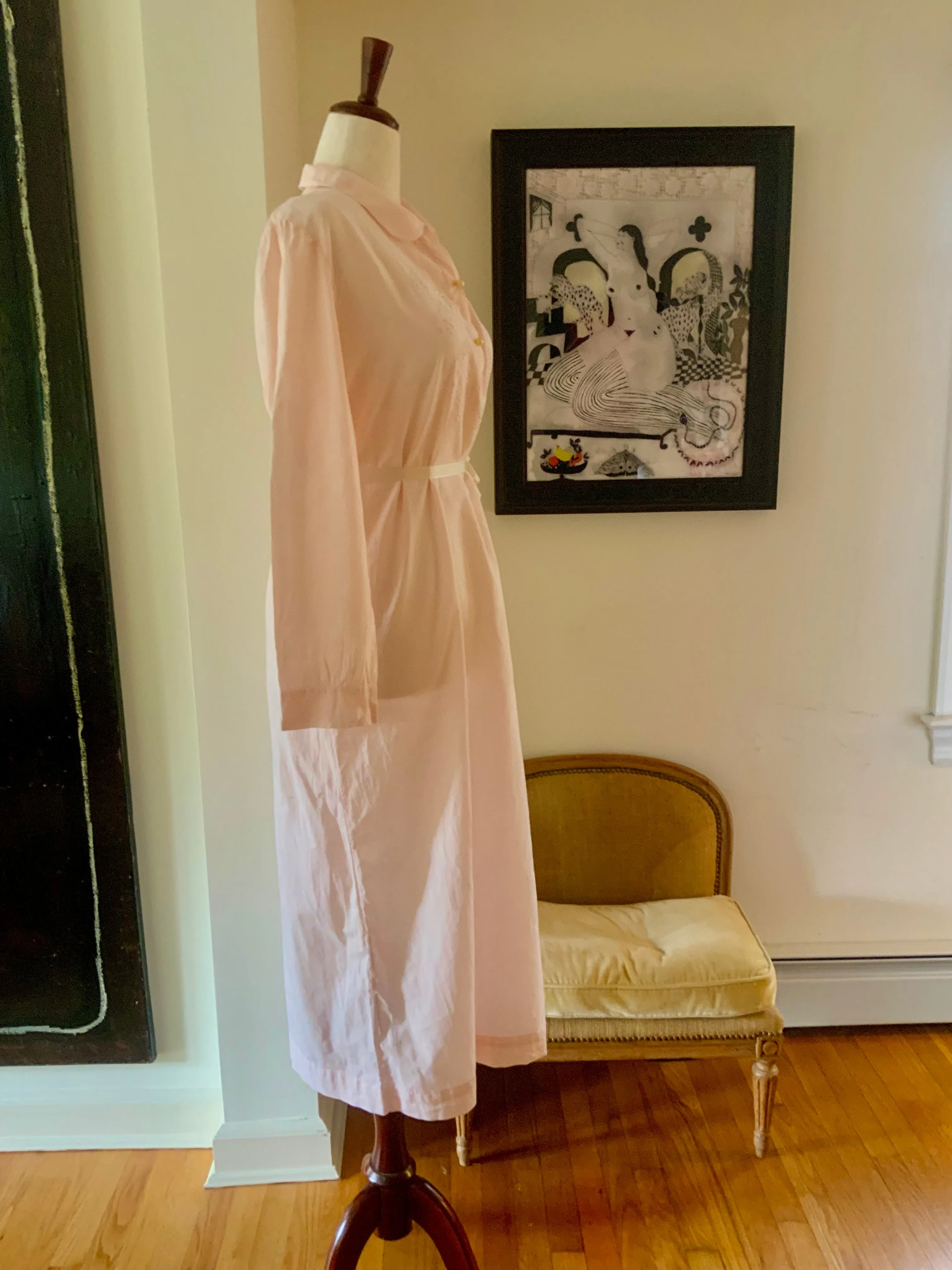 Long Sleeve Cotton Nightgown - 60s - 60E