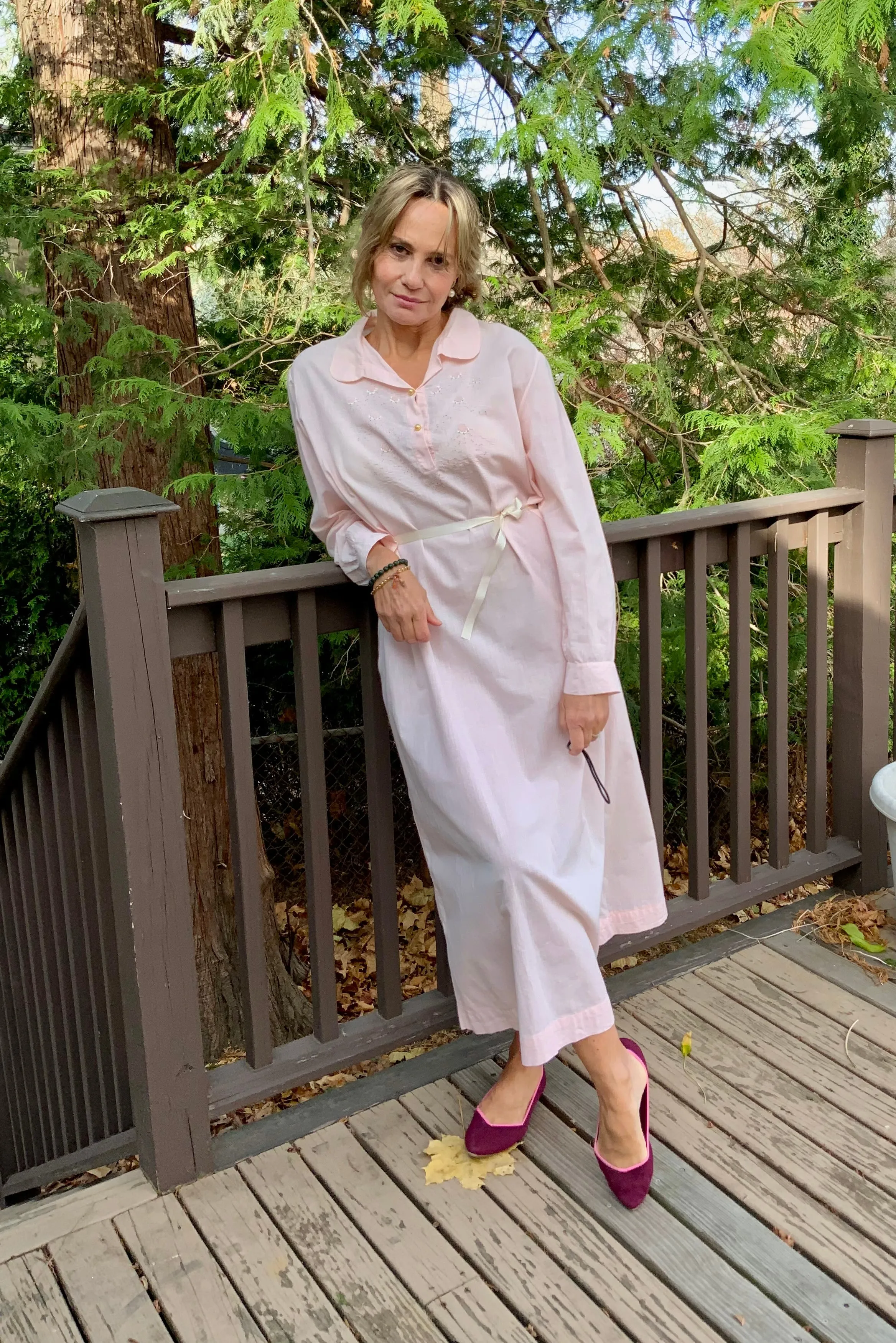 Long Sleeve Cotton Nightgown - 60s - 60E