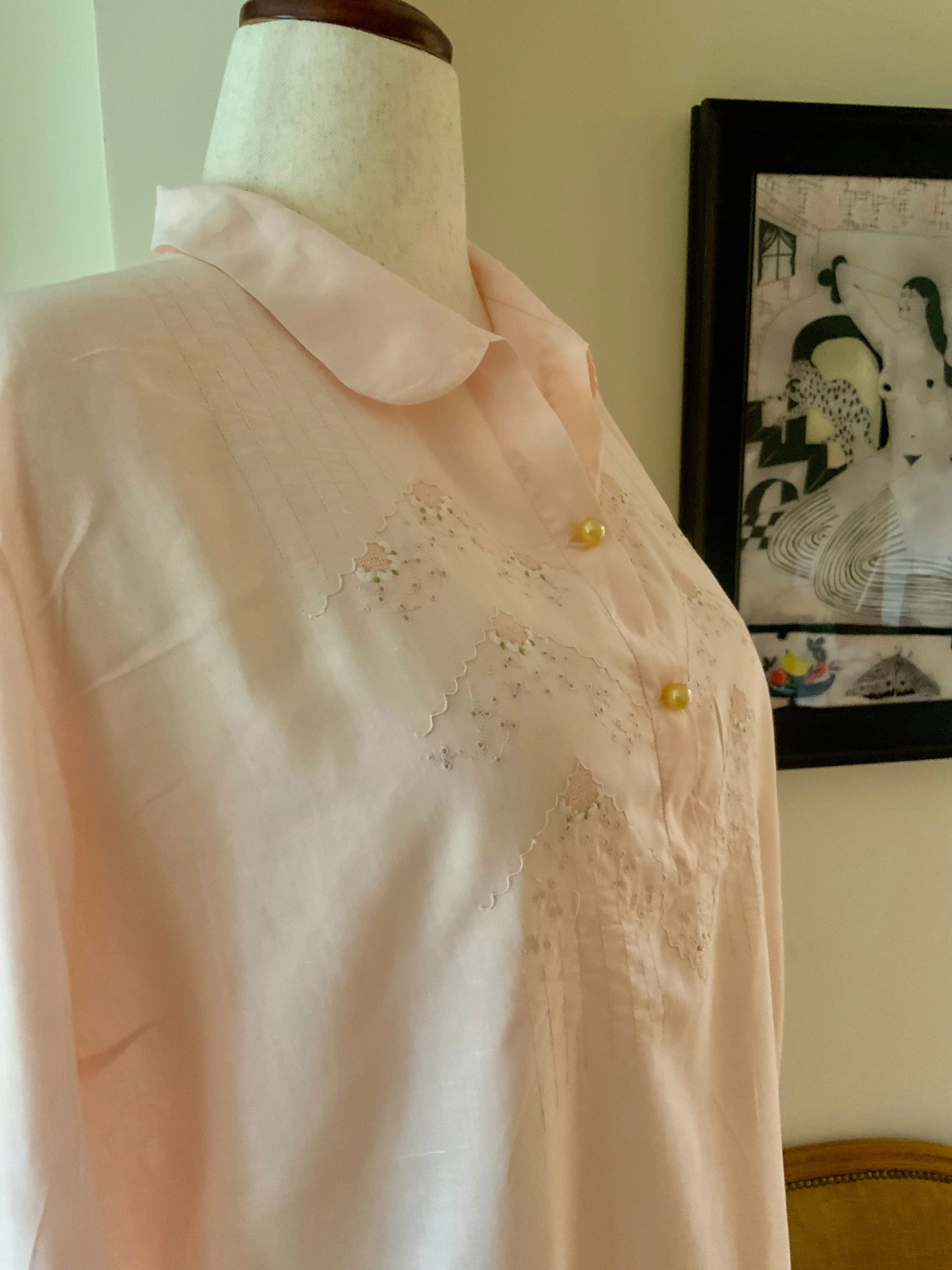Long Sleeve Cotton Nightgown - 60s - 60E
