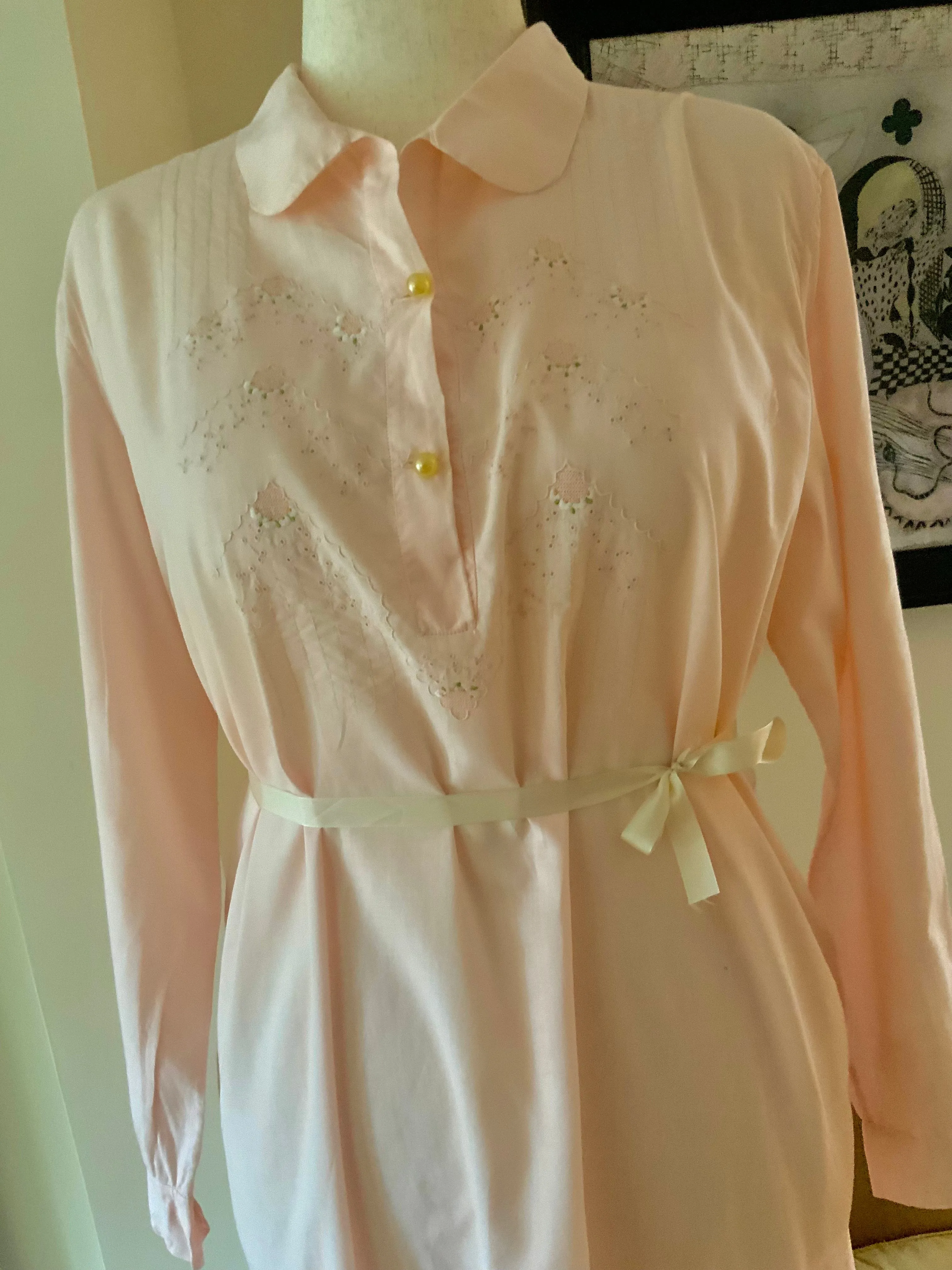 Long Sleeve Cotton Nightgown - 60s - 60E
