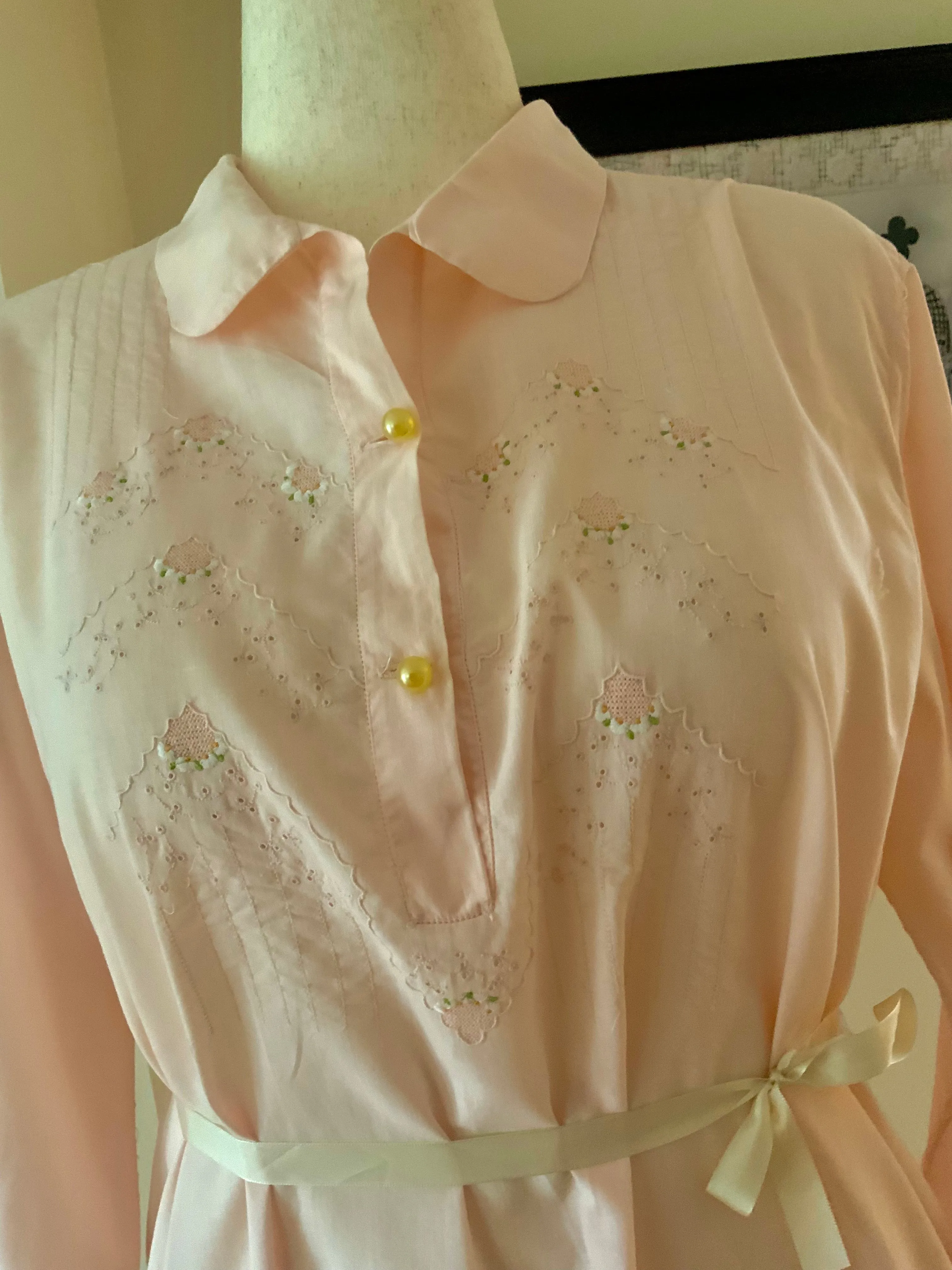 Long Sleeve Cotton Nightgown - 60s - 60E