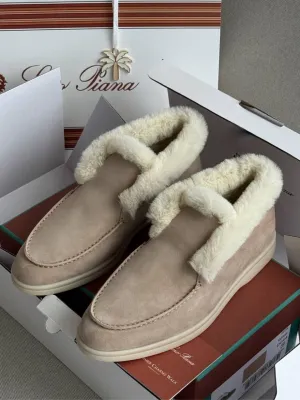 Loro Piana Suede Calfskin Open Hiking Ankle Boots