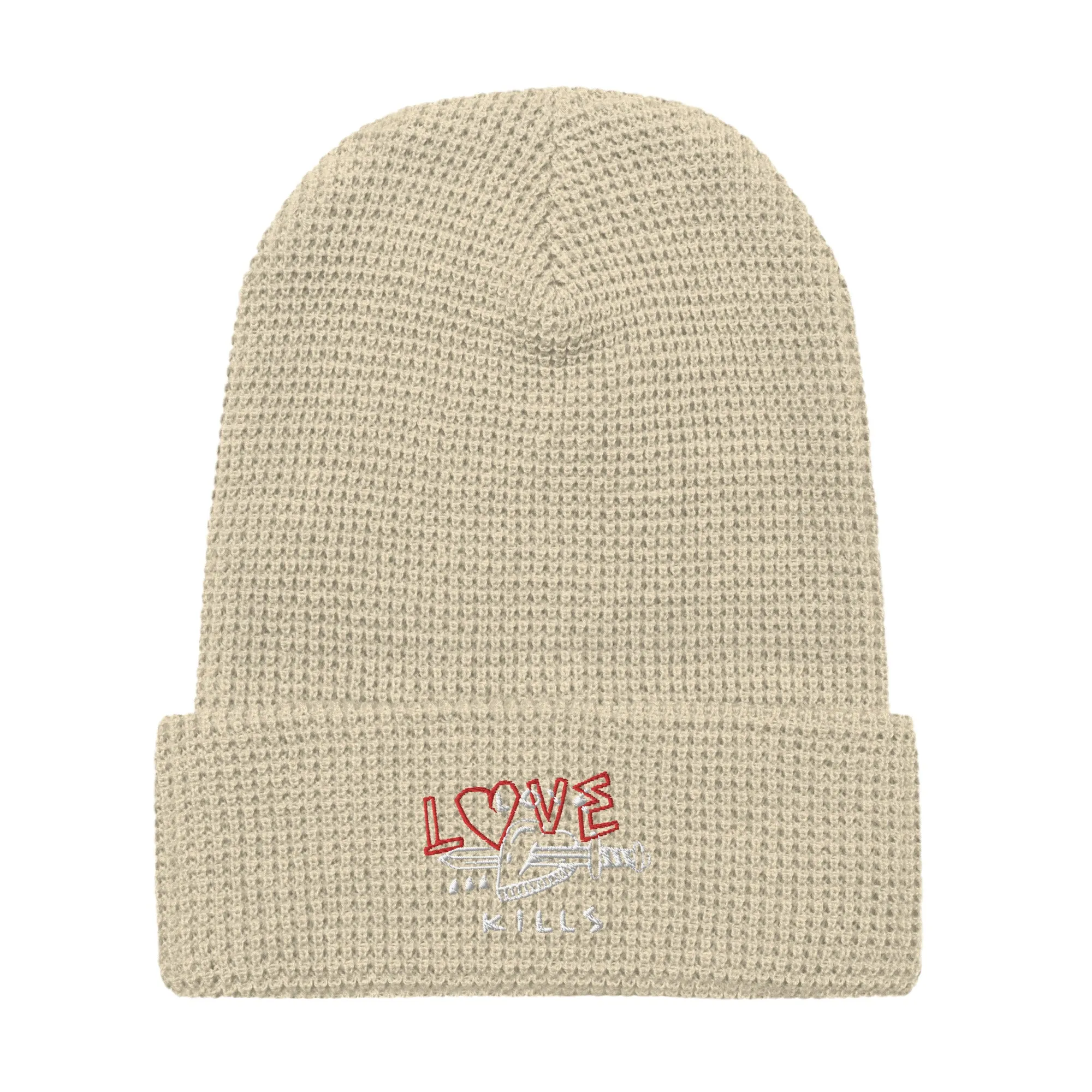 Love Kills White Waffle beanie