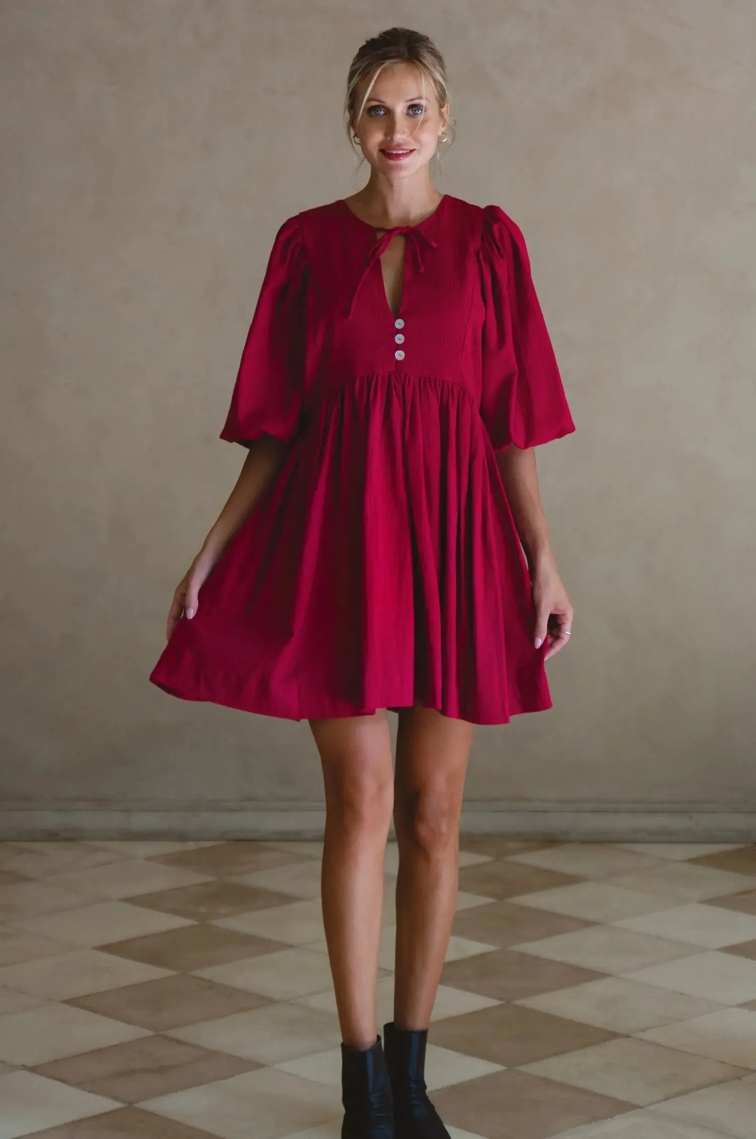 Maribelle Baby Doll Linen Dress by Bali ELF