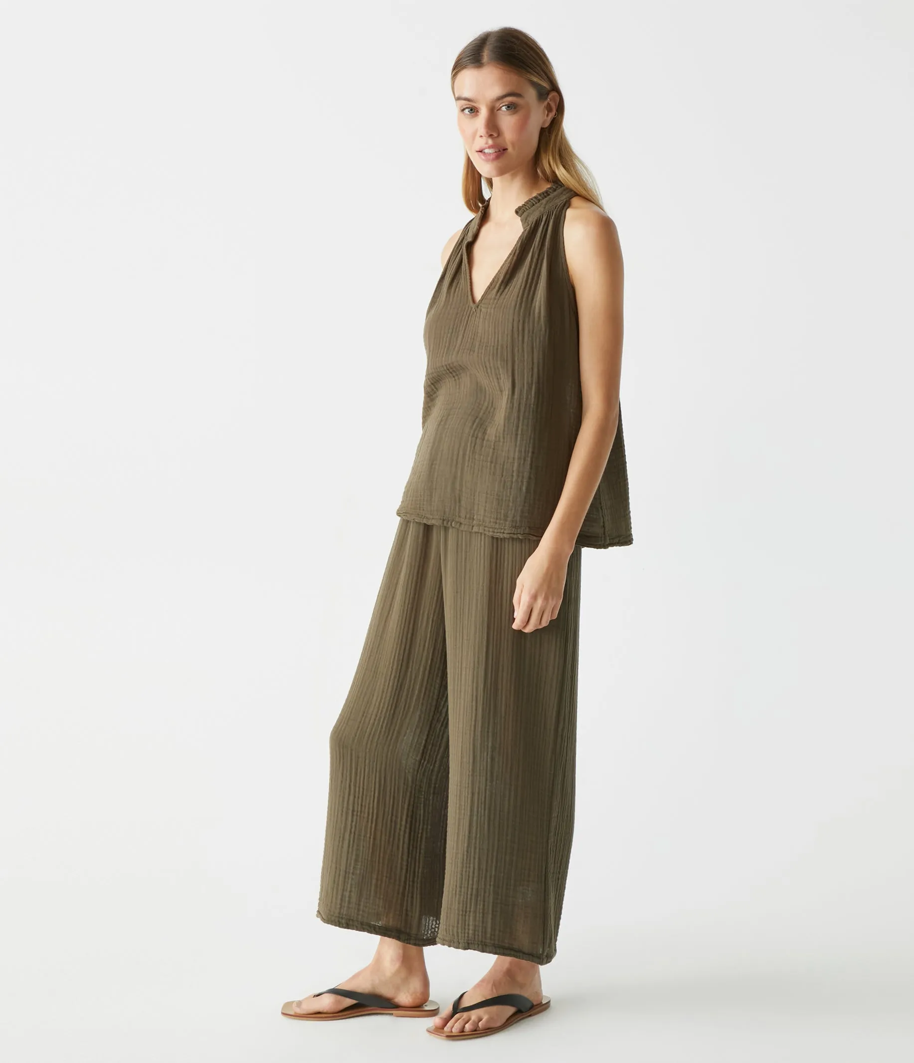 Medina Cropped Gauze Pant