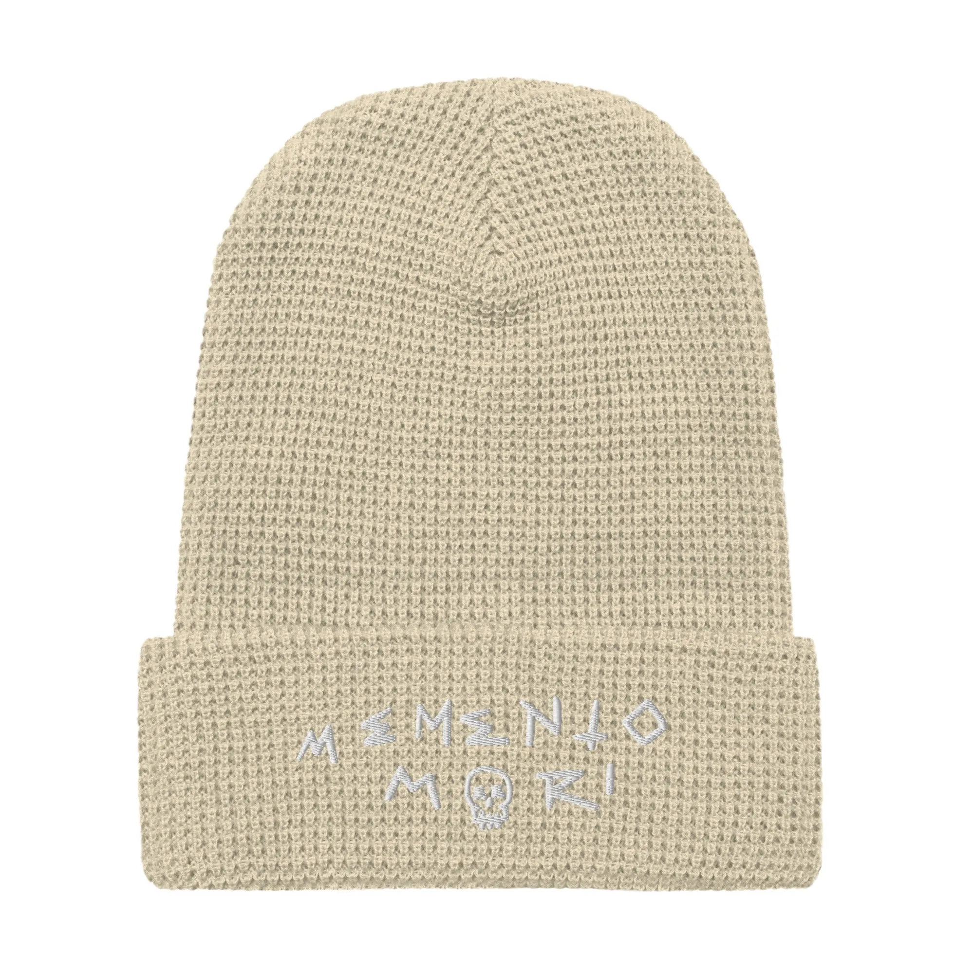 Memento Mori White Big Waffle beanie