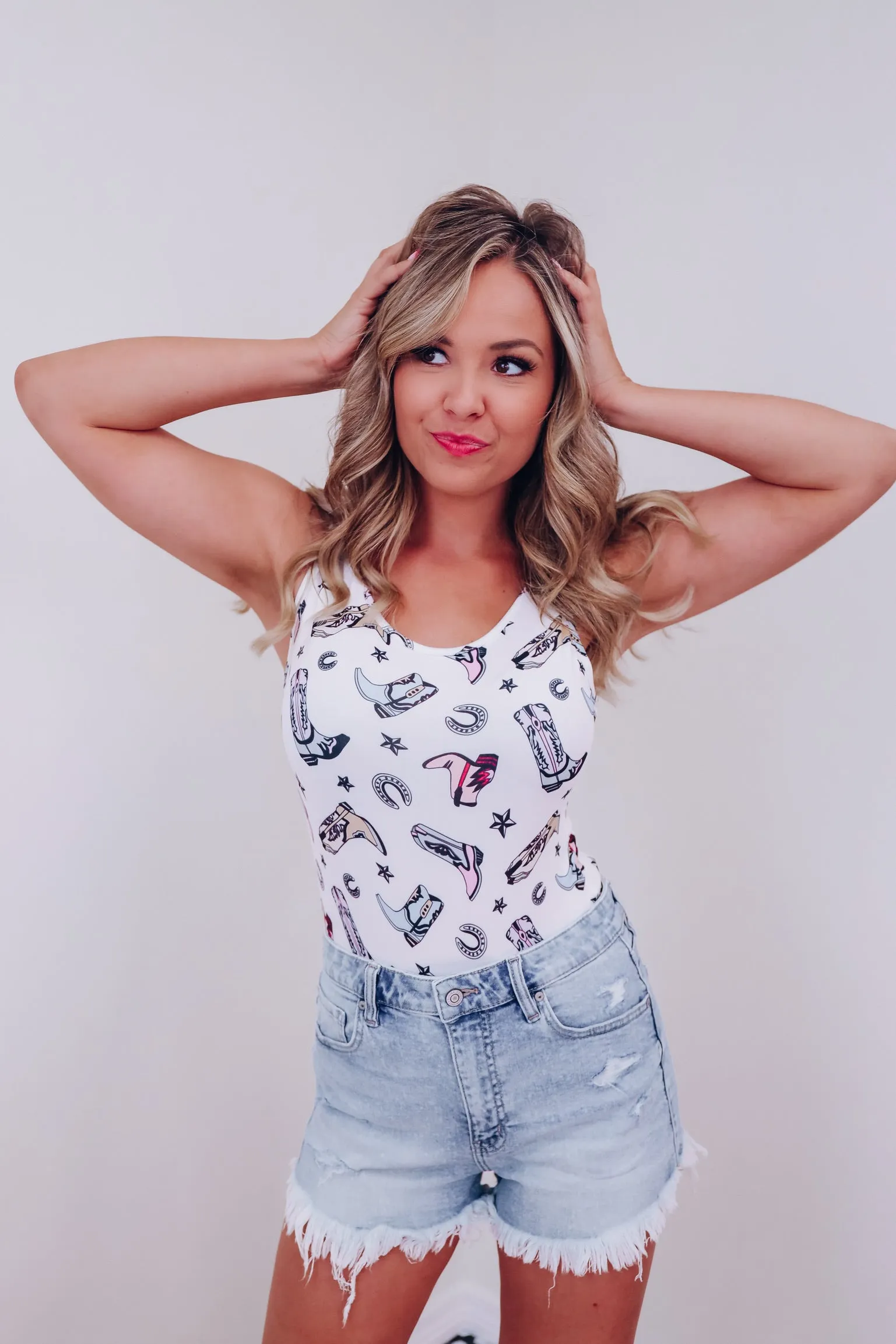 Memphis Cowboy Boot Bodysuit - White